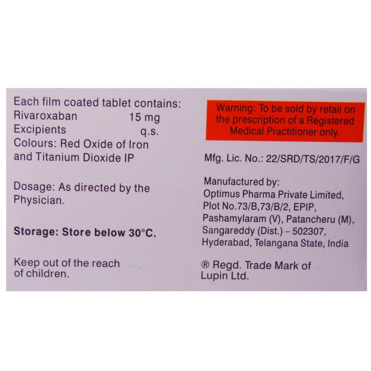 Rivaban 15 Tablet 14's, Pack of 14 TabletS Rivaban 15 Tablet 14's, Pack of 14 TabletS