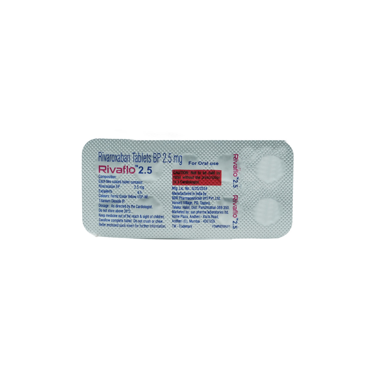 Rivaflo 2.5 Tablet 10's, Pack of 10 TabletS Rivaflo 2.5 Tablet 10's, Pack of 10 TabletS