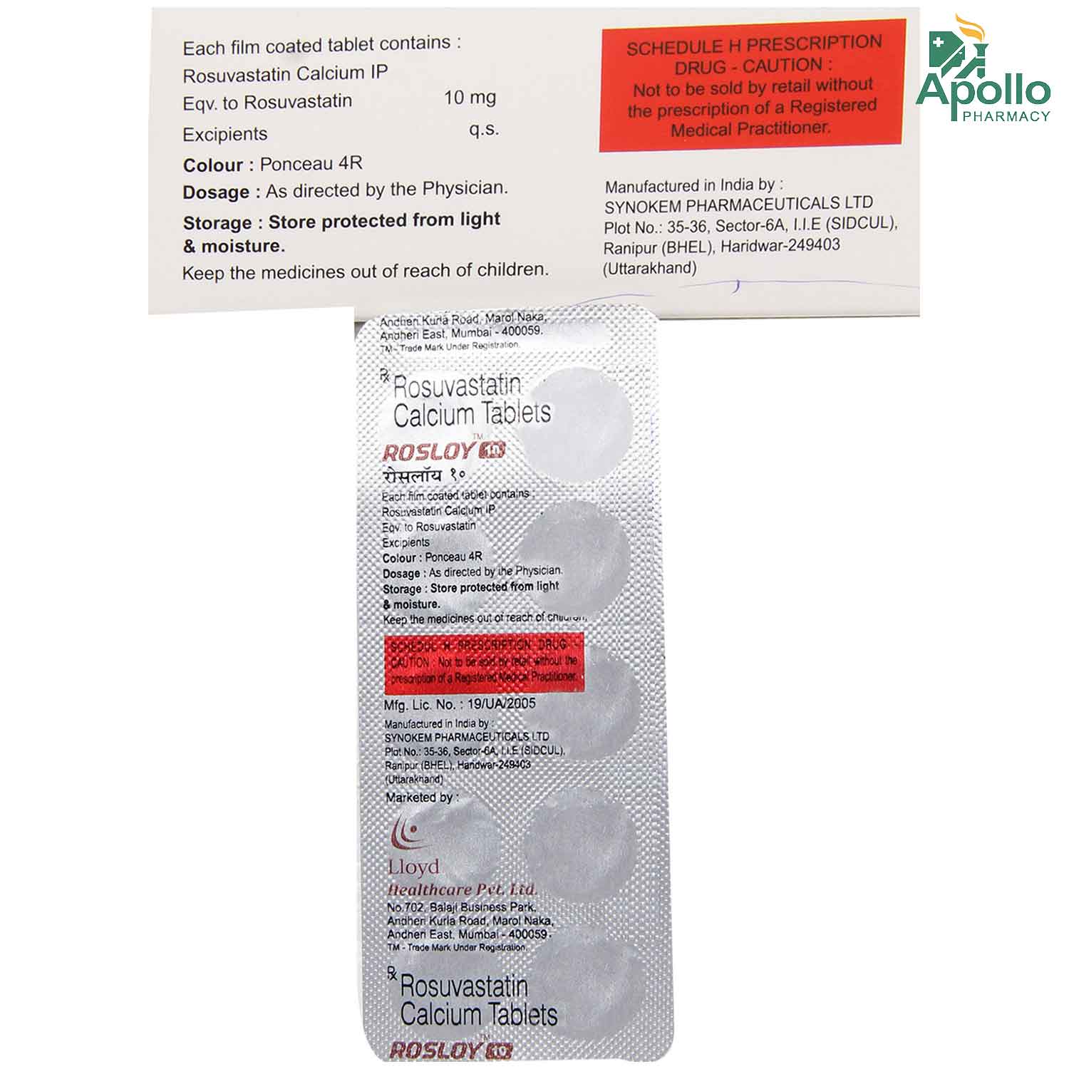 Rosloy 10 Tablet 10's, Pack of 10 TABLETS Rosloy 10 Tablet 10's, Pack of 10 TABLETS