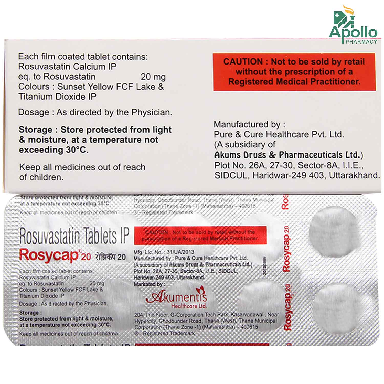 Rosycap 20 Tablet 10's, Pack of 10 TABLETS Rosycap 20 Tablet 10's, Pack of 10 TABLETS