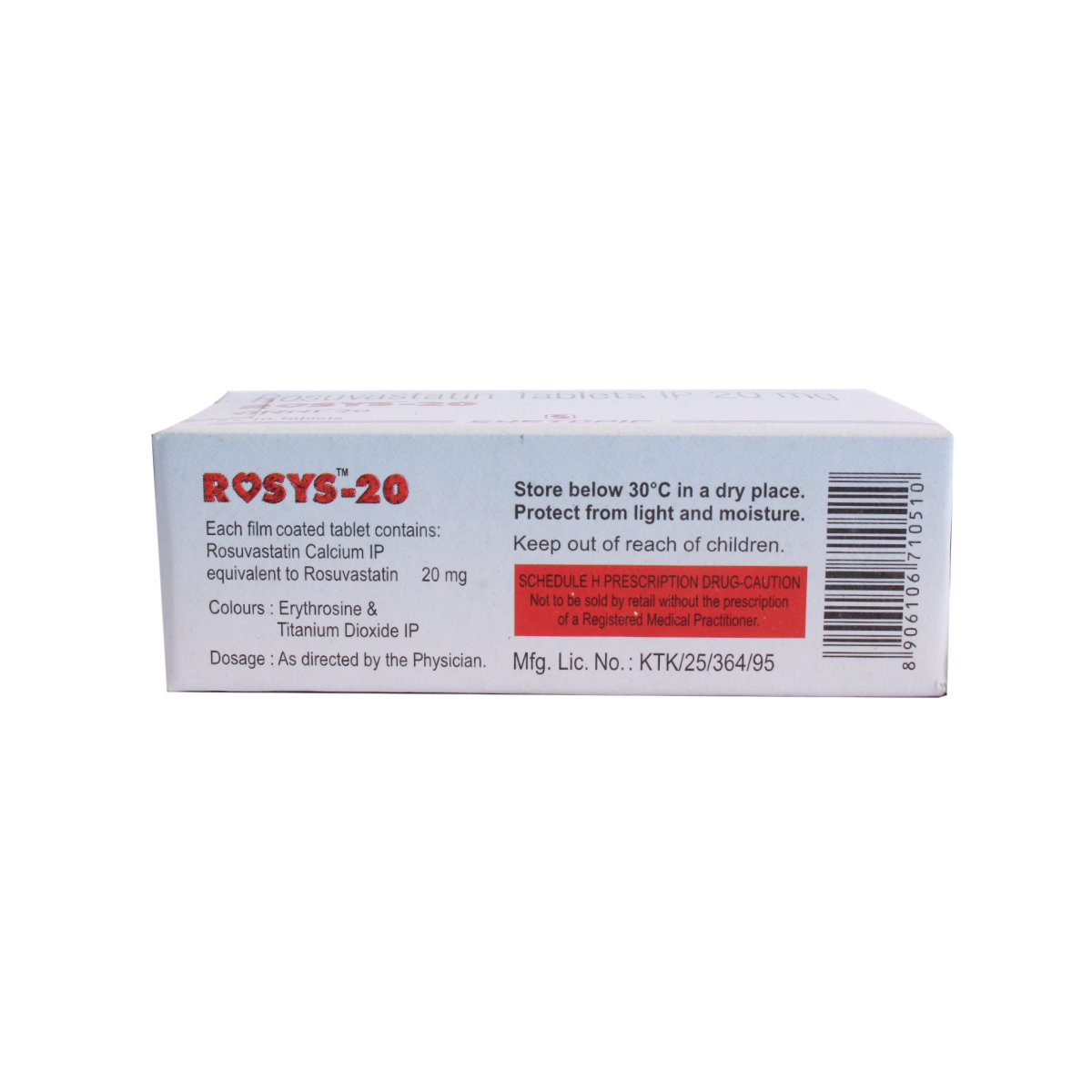 Rosys-20mg Tablet 10's, Pack of 10 TABLETS Rosys-20mg Tablet 10's, Pack of 10 TABLETS