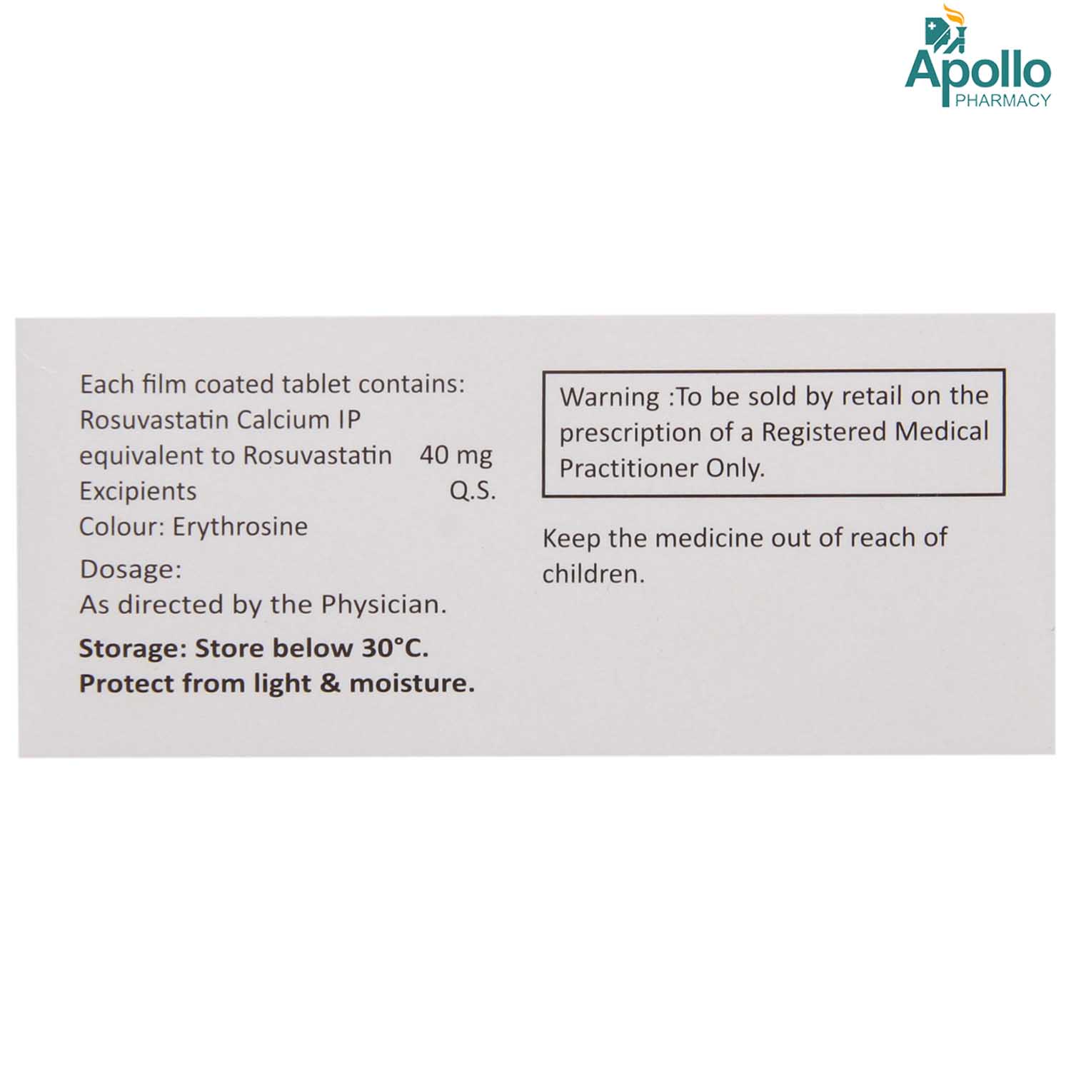 Rosuless 40 Tablet 10's, Pack of 10 TABLETS Rosuless 40 Tablet 10's, Pack of 10 TABLETS