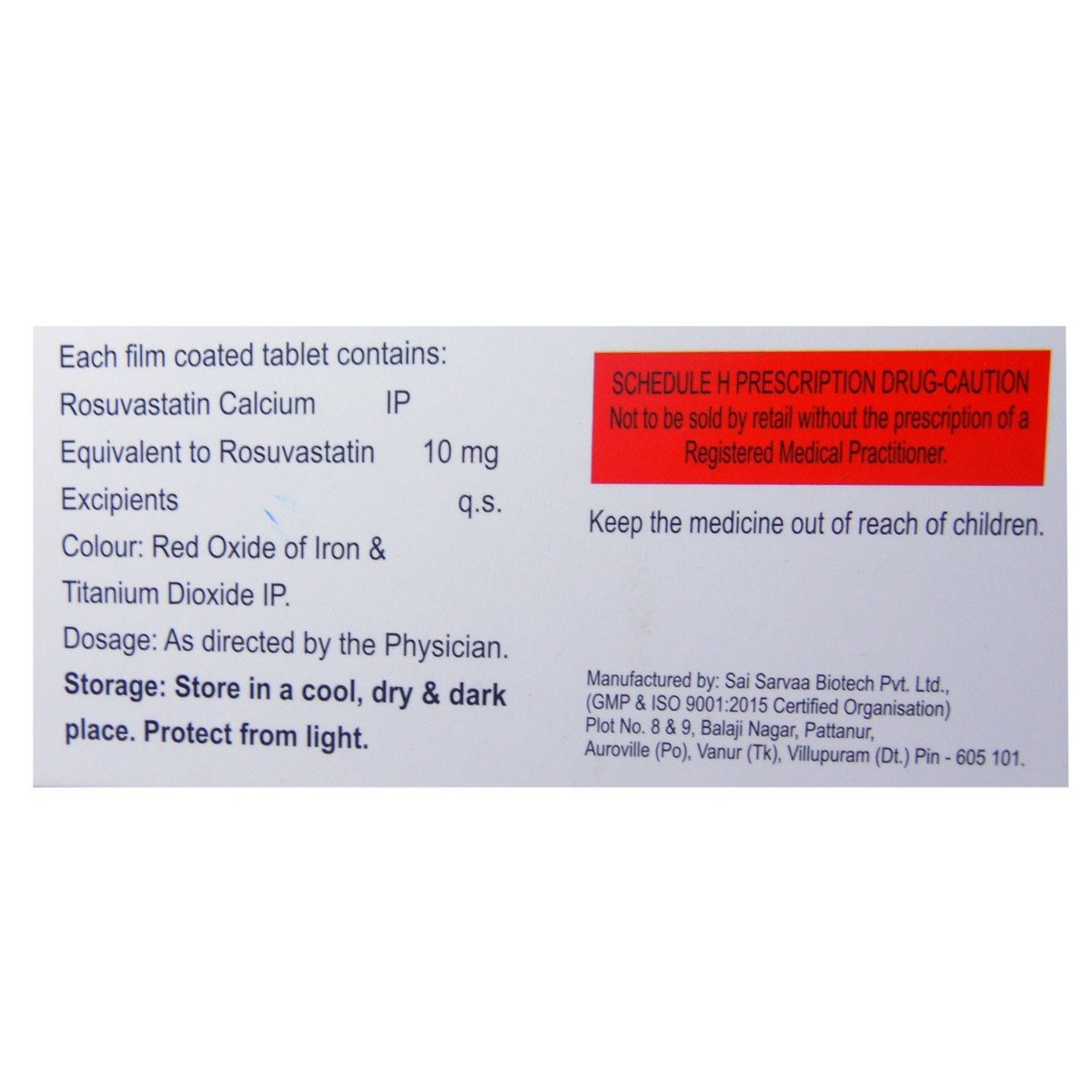 Rosuseez 10 mg Tablet 10's, Pack of 10 TABLETS Rosuseez 10 mg Tablet 10's, Pack of 10 TABLETS