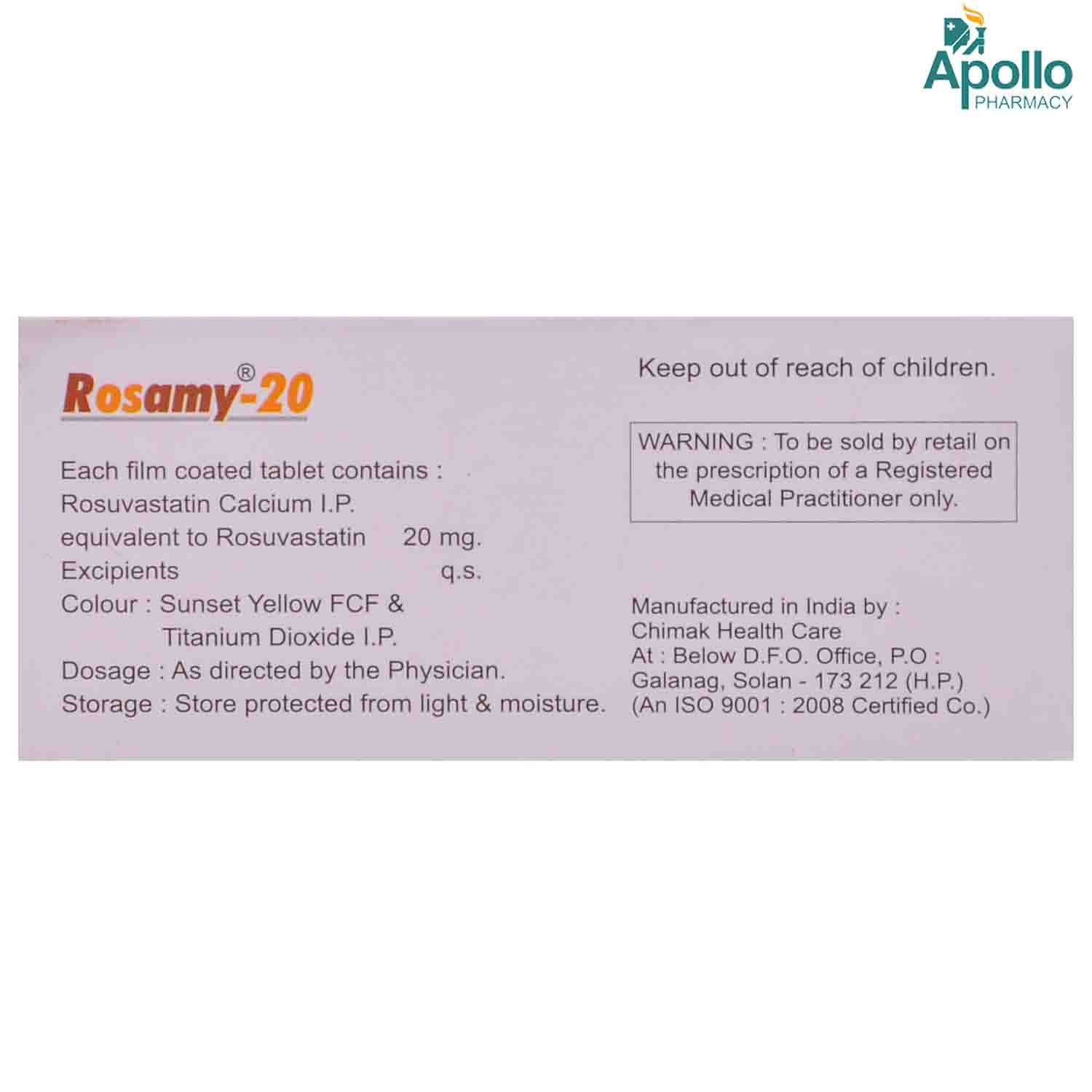Rosamy-20mg Tablet 10's, Pack of 10 TabletS Rosamy-20mg Tablet 10's, Pack of 10 TabletS