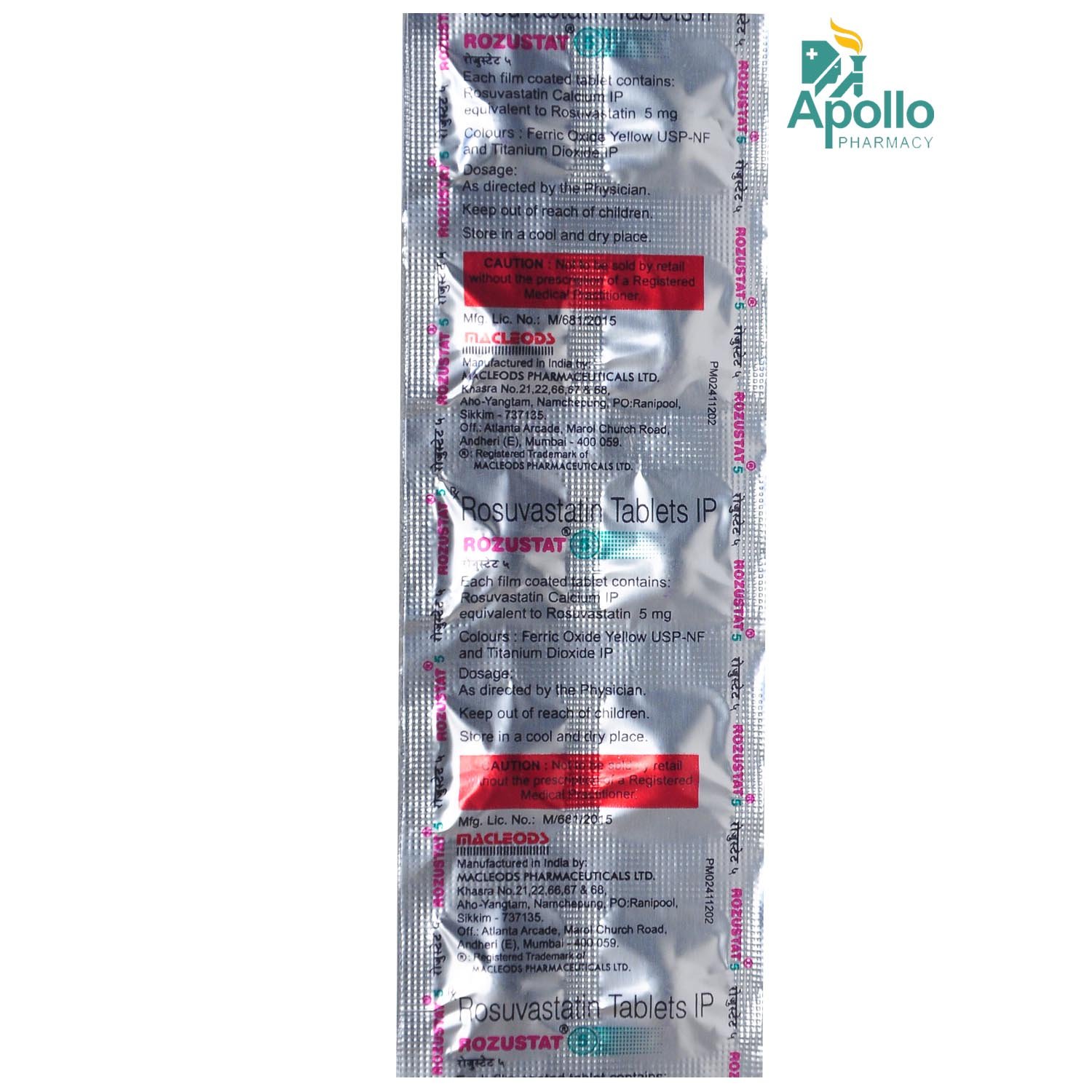 Rozustat 5 Tablet 10's, Pack of 10 TABLETS Rozustat 5 Tablet 10's, Pack of 10 TABLETS