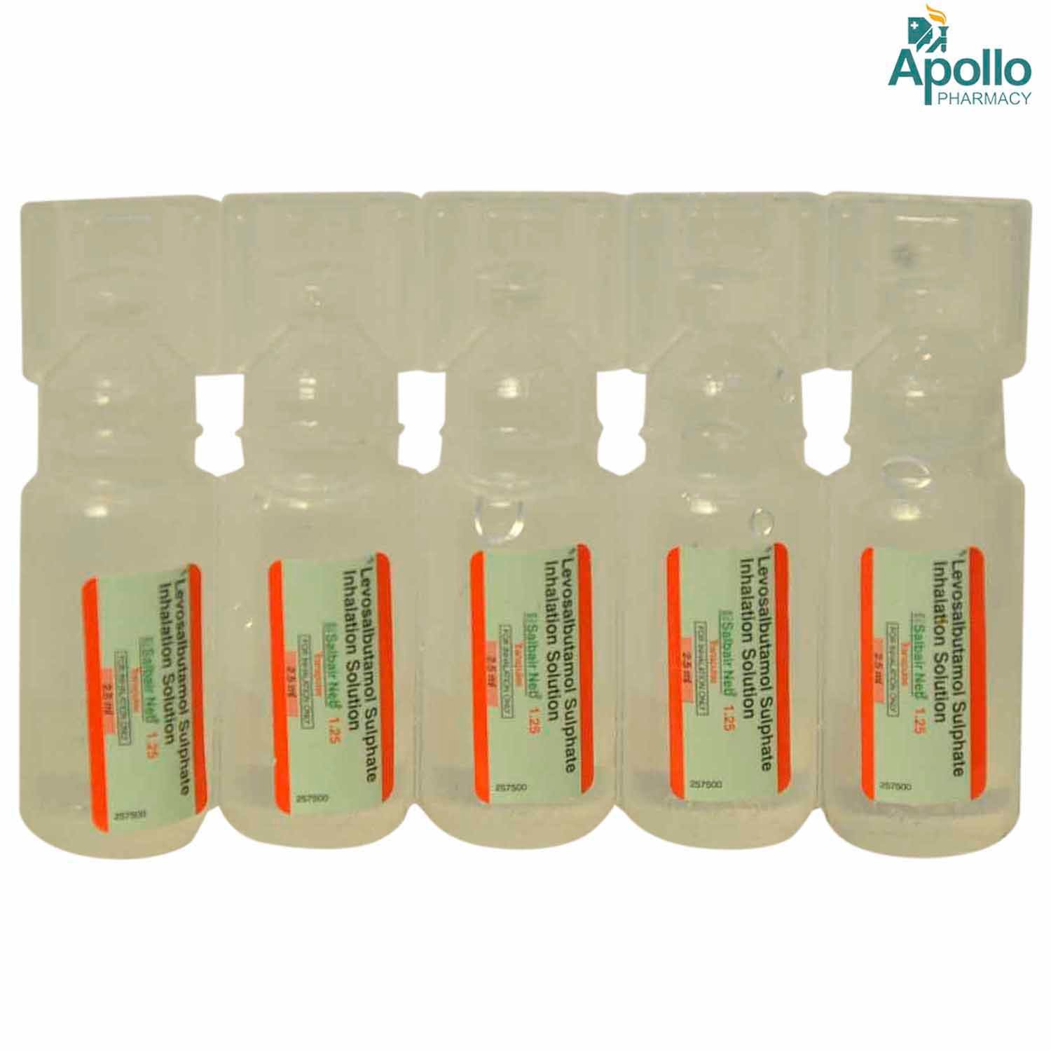 Salbair Neb 1.25 mg Respules 2.5 ml, Pack of 1 Respules Salbair Neb 1.25 mg Respules 2.5 ml, Pack of 1 Respules