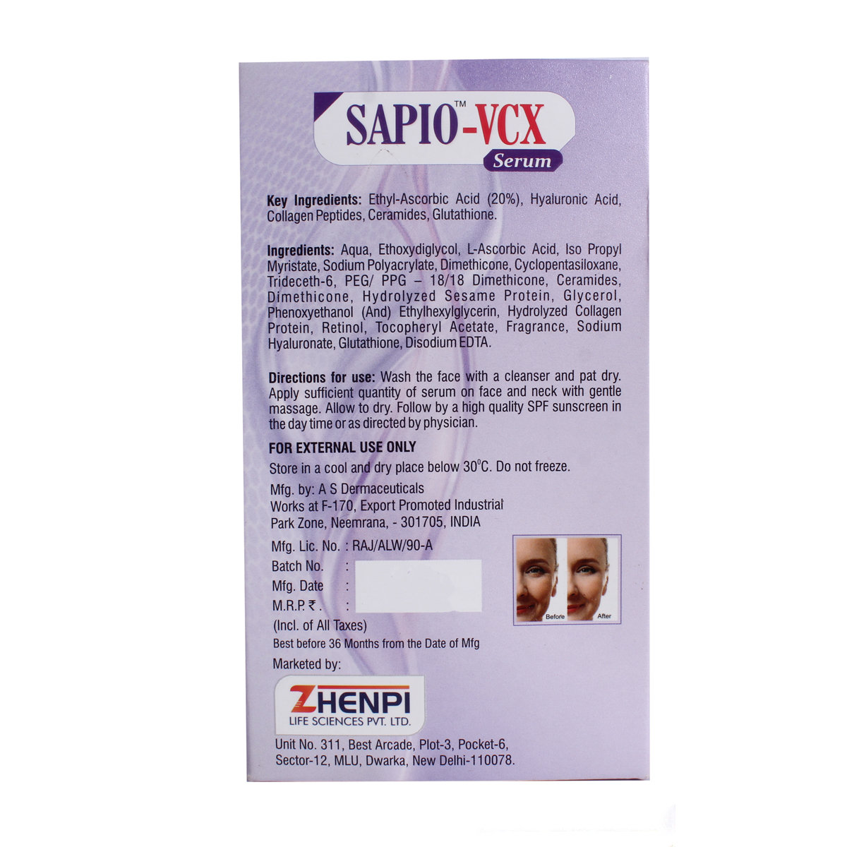 Sapio-VCX Serum 30 gm, Pack of 1 Sapio-VCX Serum 30 gm, Pack of 1