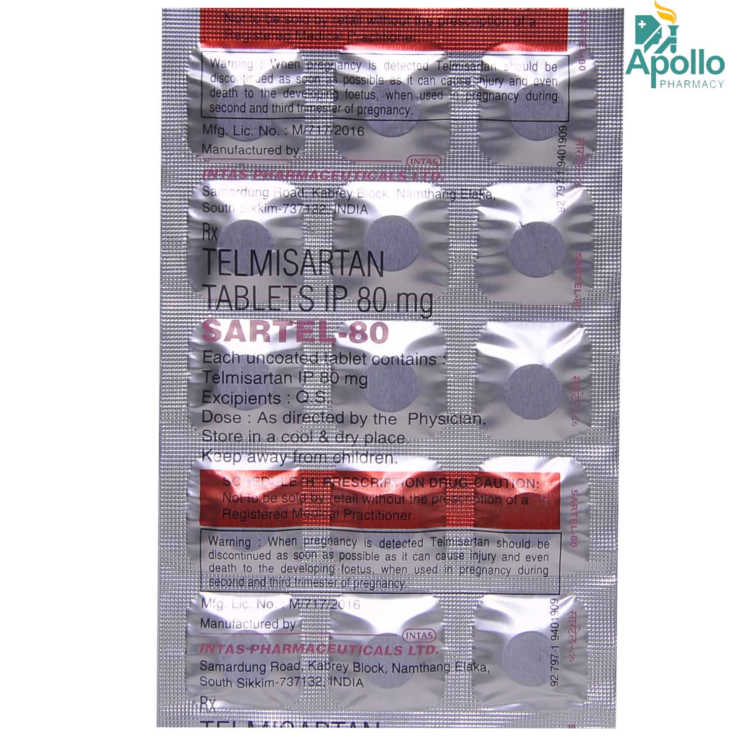 Sartel-80 Tablet 15's, Pack of 15 TabletS Sartel-80 Tablet 15's, Pack of 15 TabletS