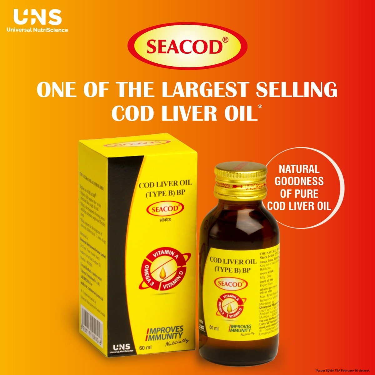 Seacod Cod Liver Oil, 60 ml, Pack of 1 Seacod Cod Liver Oil, 60 ml, Pack of 1