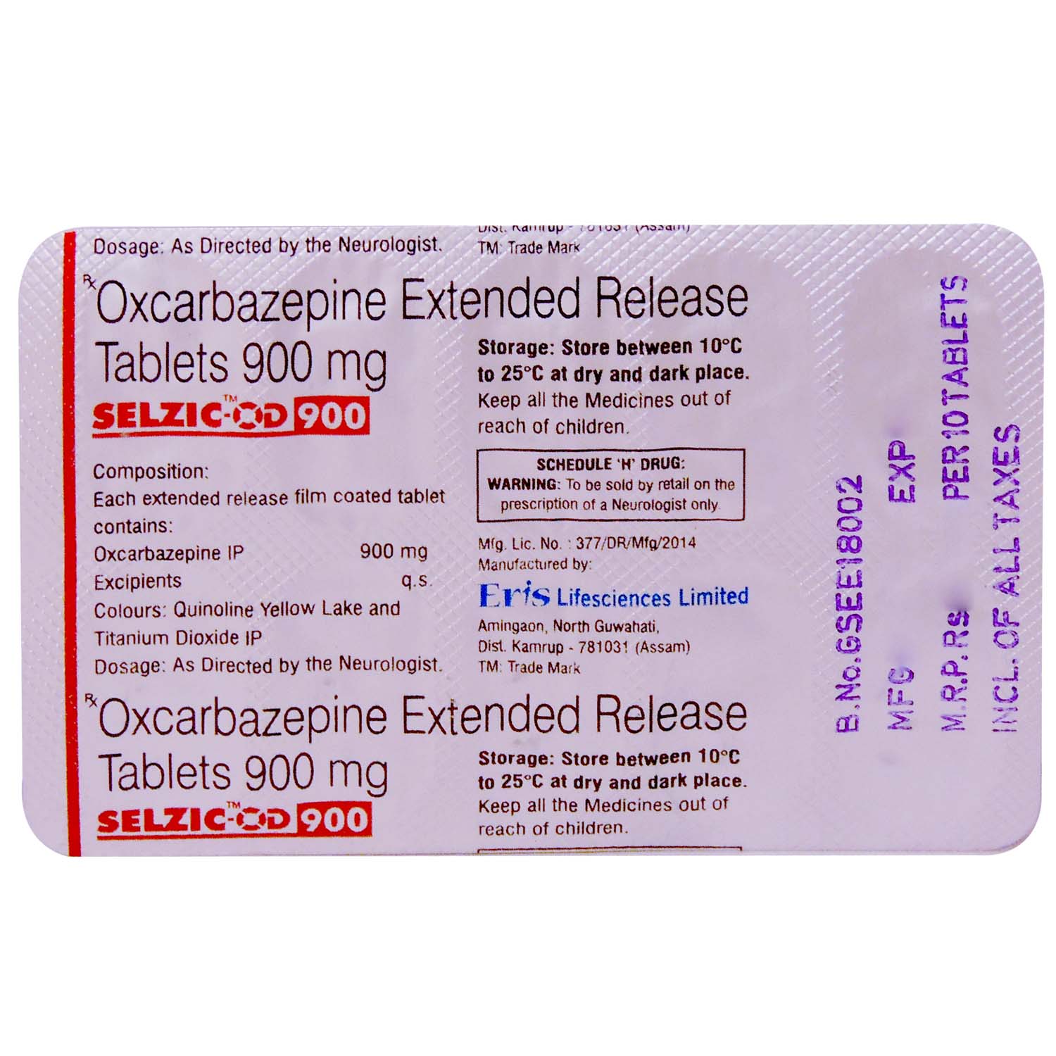 SELZIC OD 900MG TABLET, Pack of 10 TABLETS SELZIC OD 900MG TABLET, Pack of 10 TABLETS