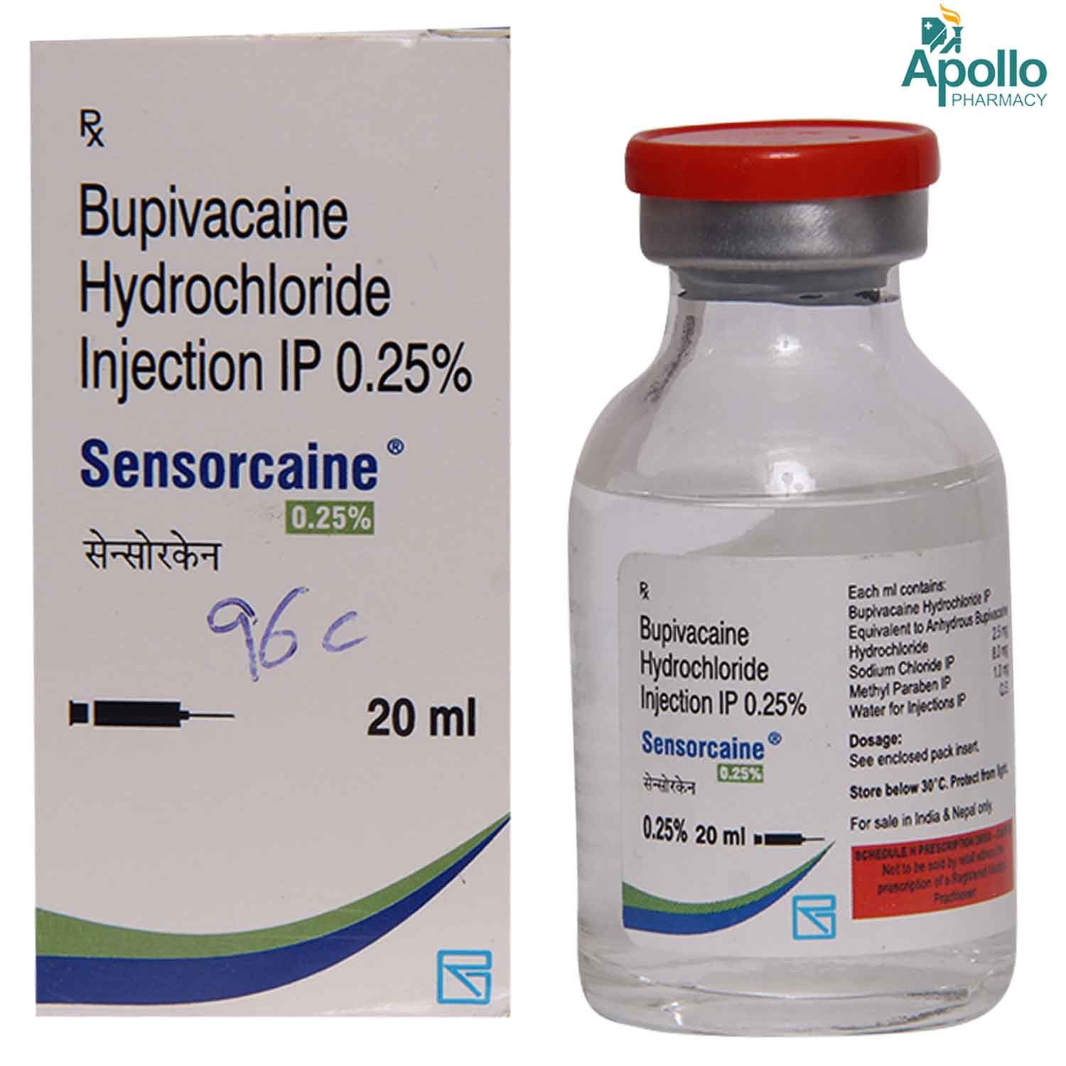 Sensorcaine 20ml 0.25 % Injection, Pack of 1 INJECTION Sensorcaine 20ml 0.25 % Injection, Pack of 1 INJECTION