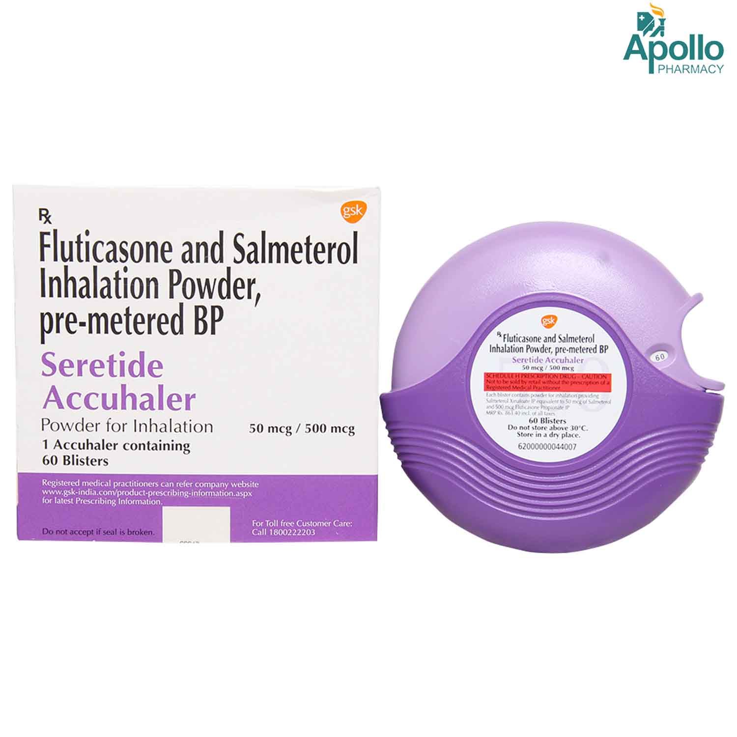 Seretide 50 mcg/100 mcg Accuhaler 60's, Pack of 1 Seretide 50 mcg/100 mcg Accuhaler 60's, Pack of 1