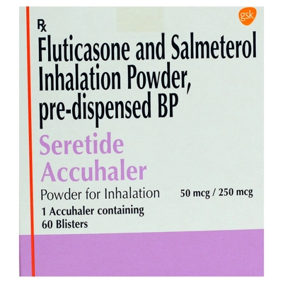 Seretide 50 mcg/250 mcg Accuhaler 60's, Pack of 1 CAPSULE