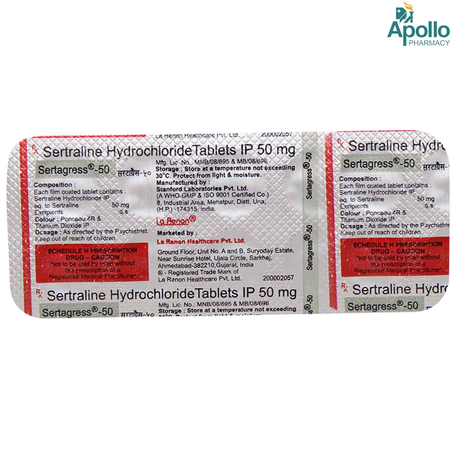 Sertagress 50 Tablet 10's, Pack of 10 TabletS Sertagress 50 Tablet 10's, Pack of 10 TabletS