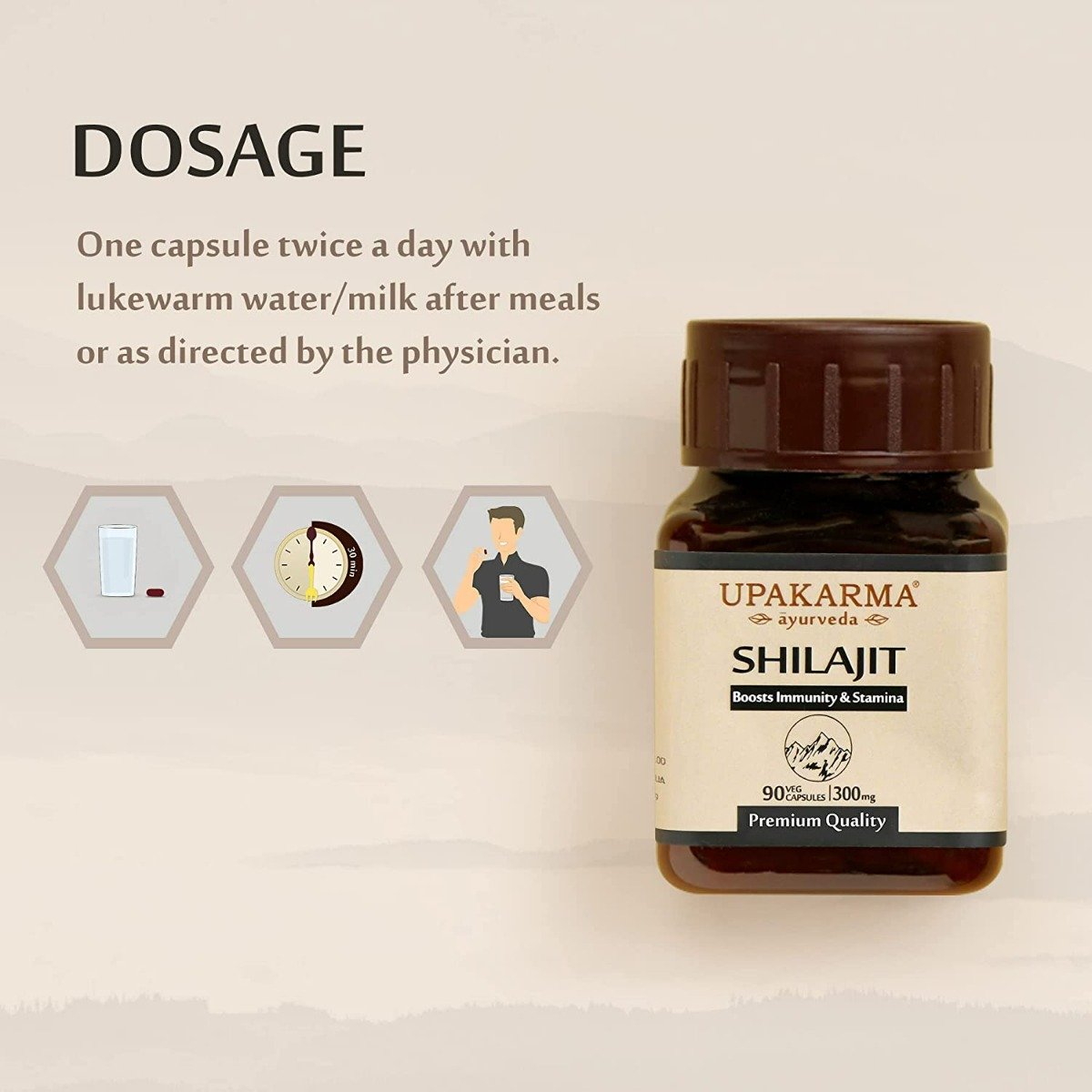 Upakarma Ayurveda Shilajit 300 mg, 90 Capsules, Pack of 1 Upakarma Ayurveda Shilajit 300 mg, 90 Capsules, Pack of 1