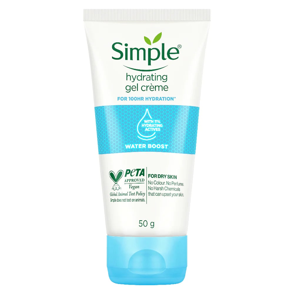 Simple Water Boost Hydrating Gel Creme 50 gm | With 11% Hydrating Actives | Provides Hydration For 100hrs | For Dry Skin, Pack of 1 Simple Water Boost Hydrating Gel Creme 50 gm | With 11% Hydrating Actives | Provides Hydration For 100hrs | For Dry Skin, Pack of 1