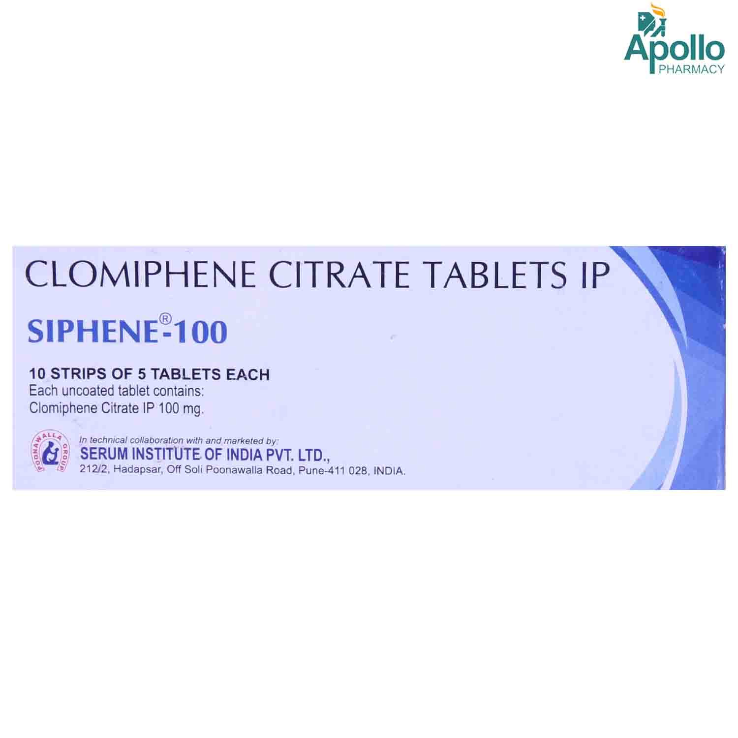Siphene 100 Tablet 5's, Pack of 5 TABLETS Siphene 100 Tablet 5's, Pack of 5 TABLETS