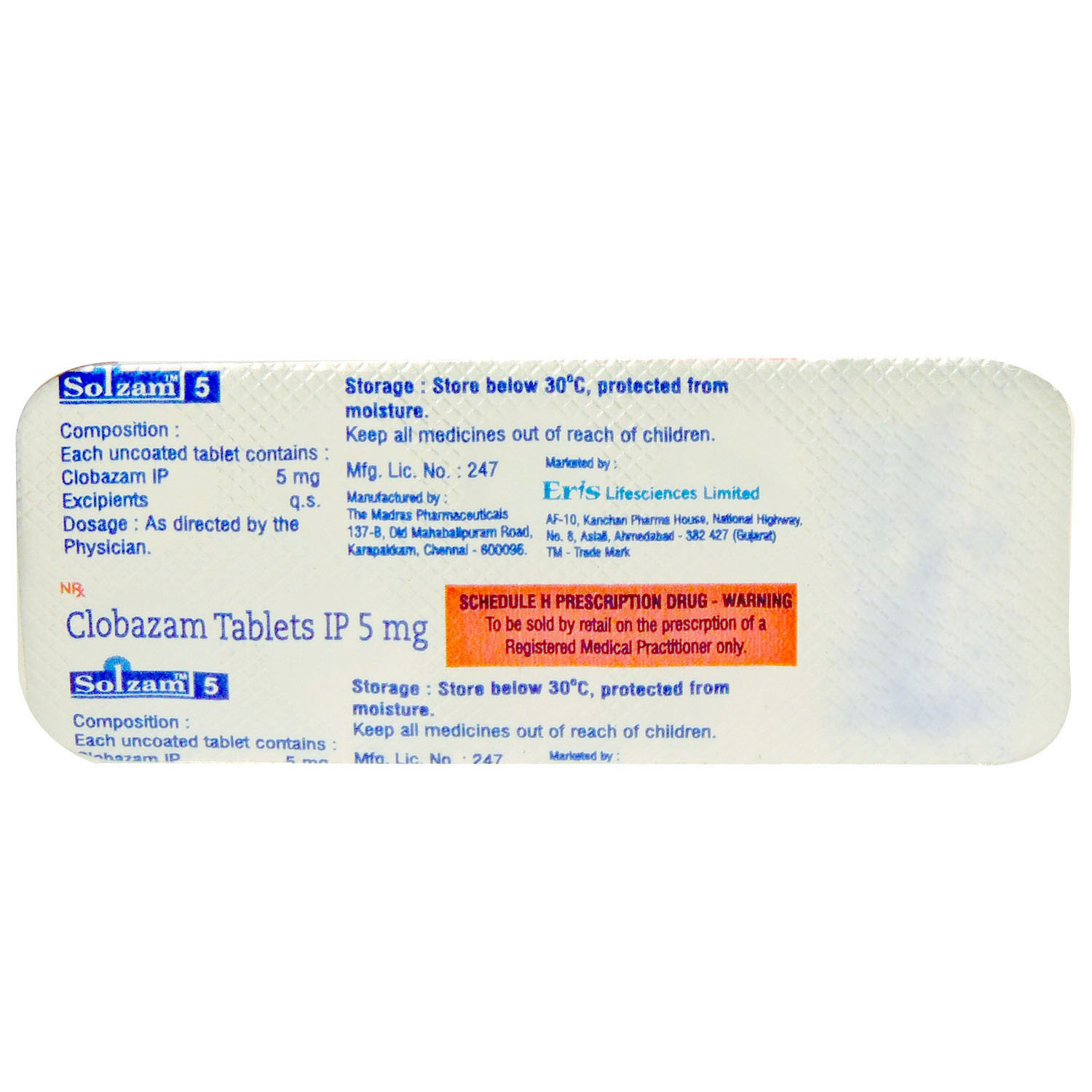 Solzam 5 mg Tablet 10's, Pack of 10 TABLETS Solzam 5 mg Tablet 10's, Pack of 10 TABLETS