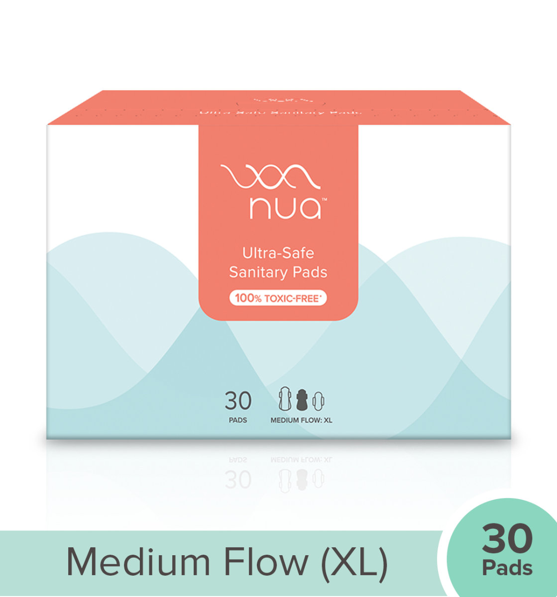 Nua Ultra-Safe Sanitary Pads XL, 30 Count, Pack of 1 Nua Ultra-Safe Sanitary Pads XL, 30 Count, Pack of 1