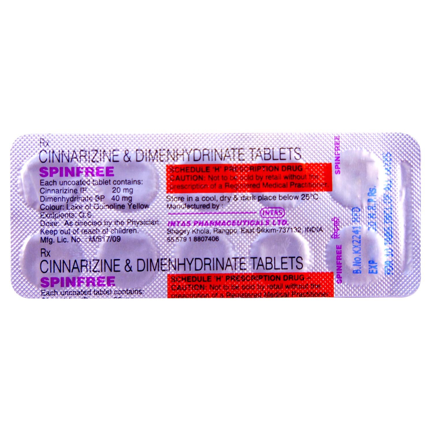 Spinfree Tablet 10's, Pack of 10 TABLETS Spinfree Tablet 10's, Pack of 10 TABLETS