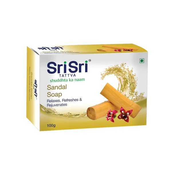 Sri Sri Tattva Sandal Soap 100 gm | Relaxes, Refreshes &amp; Rejuvenates Skin | Make Skin Healthy &amp; Glowing, Pack of 1