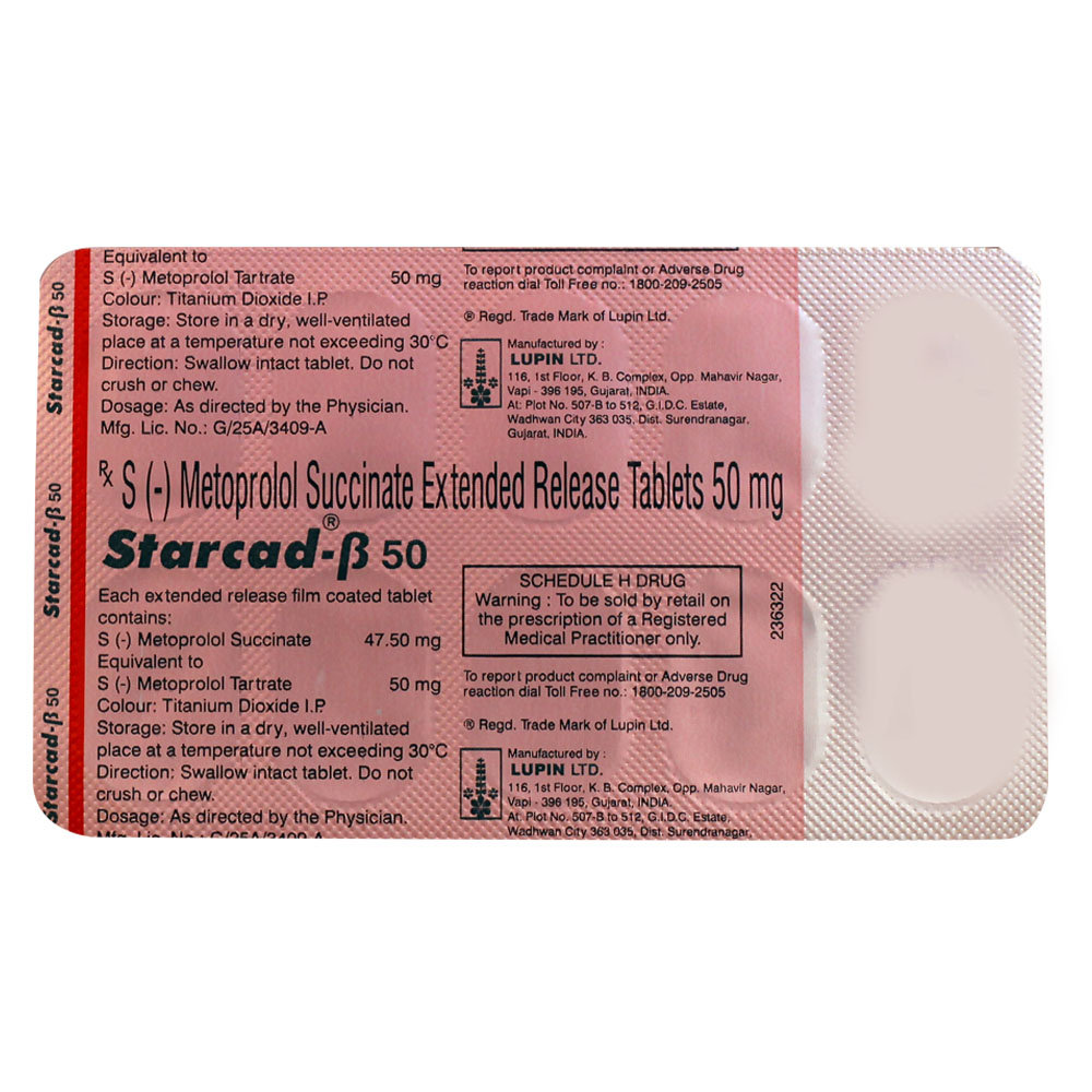Starcad-Beta 50 Tablet 10's, Pack of 10 TabletS Starcad-Beta 50 Tablet 10's, Pack of 10 TabletS