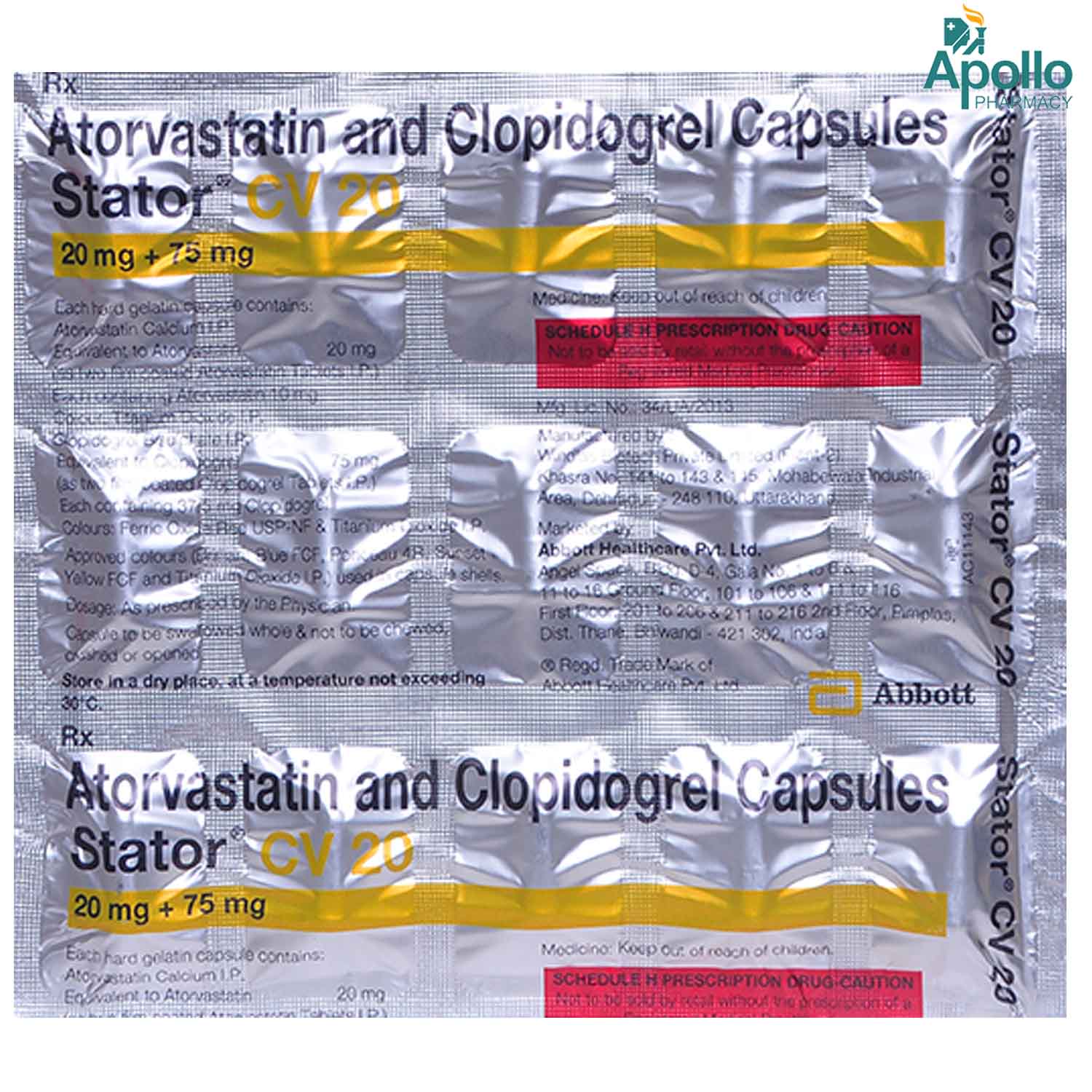 Stator CV 20 Capsule 15's, Pack of 15 CAPSULES Stator CV 20 Capsule 15's, Pack of 15 CAPSULES