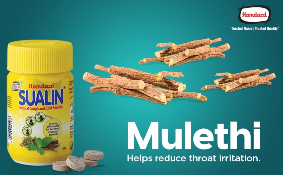 Hamdard Sualin Natural Cough & Cold Remedy, 60 Tablets, Pack of 1 Hamdard Sualin Natural Cough & Cold Remedy, 60 Tablets, Pack of 1