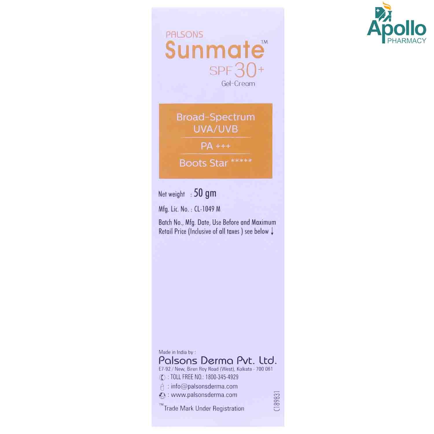 Sunmate SPF 30+ Cream 50 gm, Pack of 1 Sunmate SPF 30+ Cream 50 gm, Pack of 1