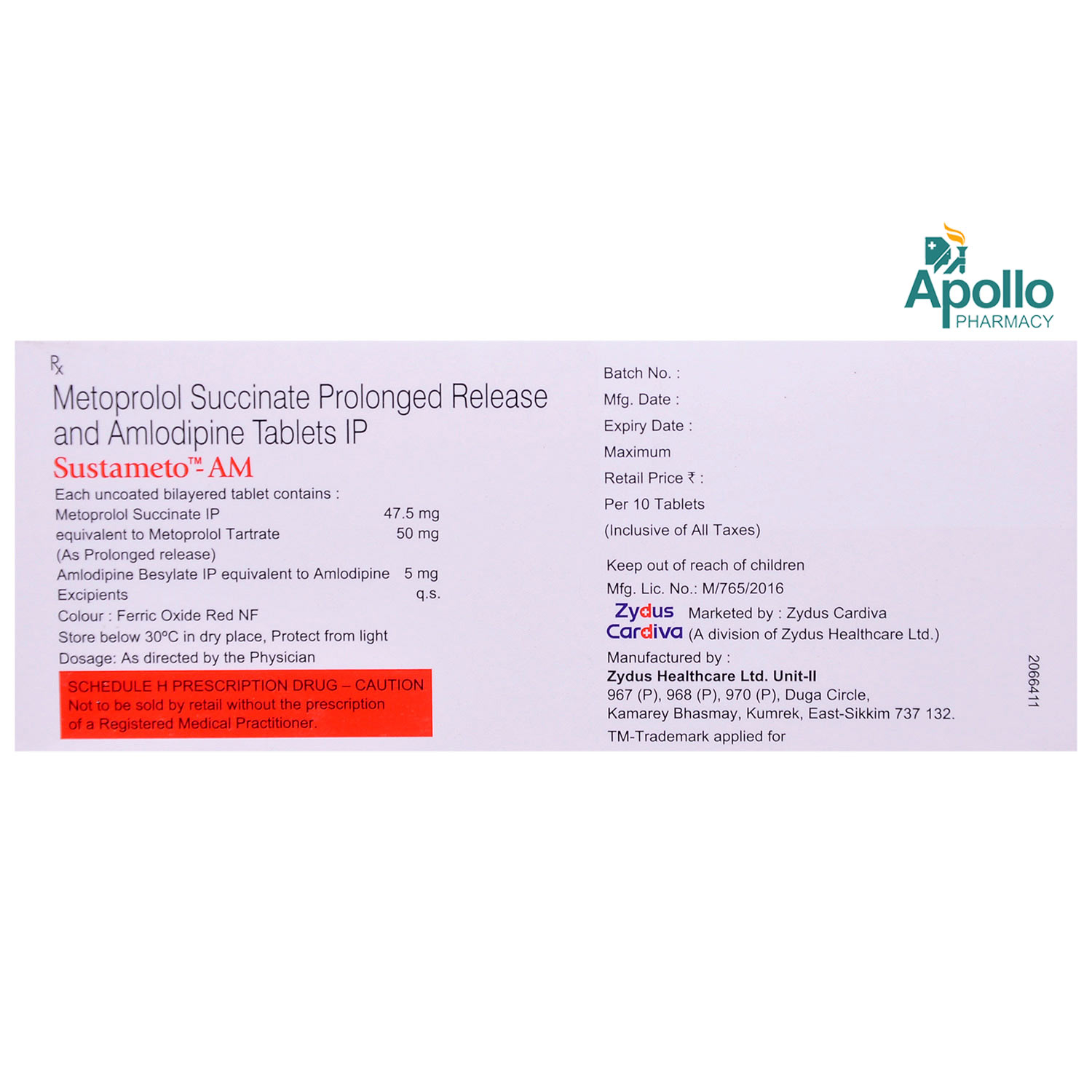 Sustameto AM Tablet 10's, Pack of 10 TabletS Sustameto AM Tablet 10's, Pack of 10 TabletS