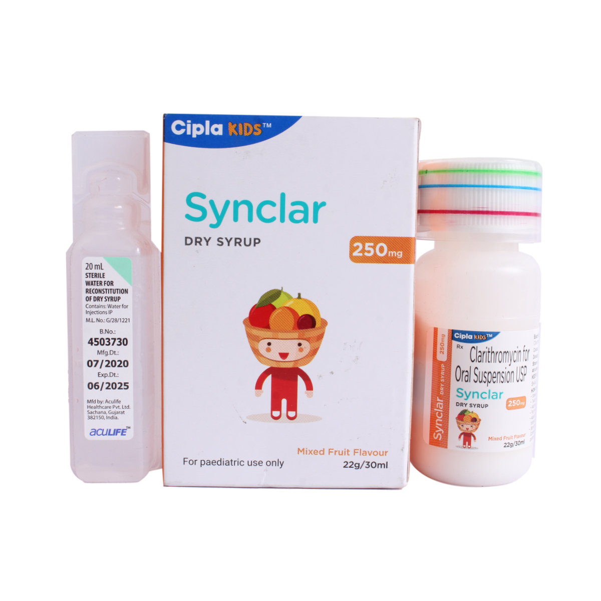 Synclar 250 mg Mixed Fruit Dry Syrup 30 ml, Pack of 1 Syrup Synclar 250 mg Mixed Fruit Dry Syrup 30 ml, Pack of 1 Syrup