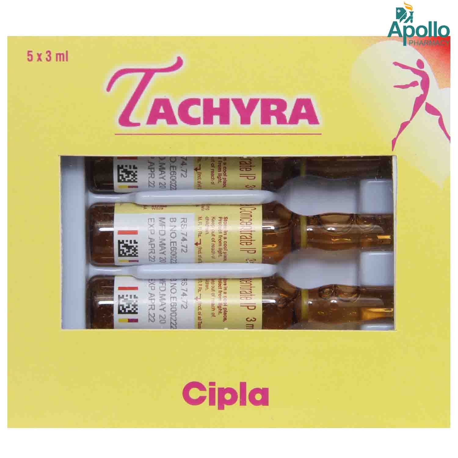 Tachyra 50 mg Injection 3 ml, Pack of 1 INJECTION Tachyra 50 mg Injection 3 ml, Pack of 1 INJECTION