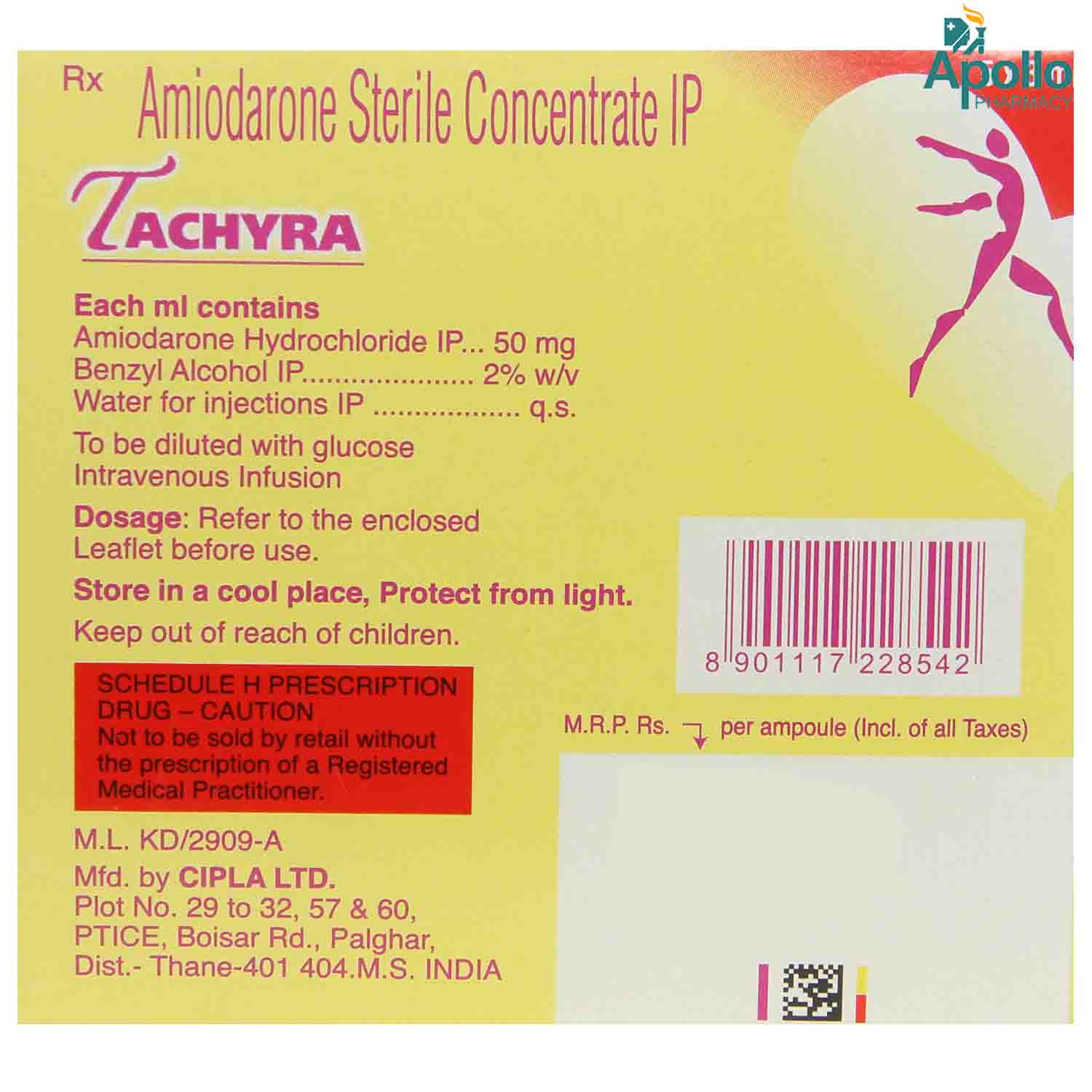 Tachyra 50 mg Injection 3 ml, Pack of 1 INJECTION Tachyra 50 mg Injection 3 ml, Pack of 1 INJECTION