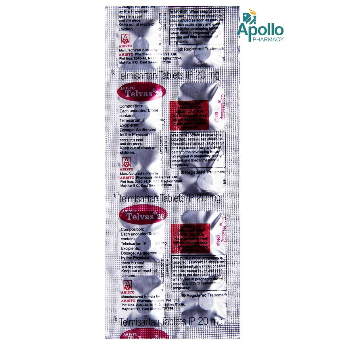 Telvas 20 Tablet 10's, Pack of 10 TABLETS Telvas 20 Tablet 10's, Pack of 10 TABLETS