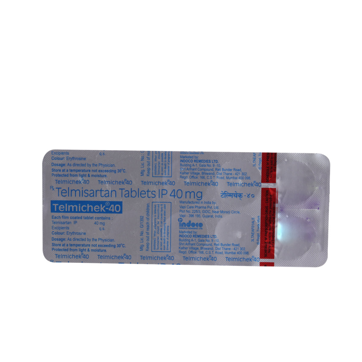 Telmichek 40 mg Tablet 10's, Pack of 10 TabletS Telmichek 40 mg Tablet 10's, Pack of 10 TabletS