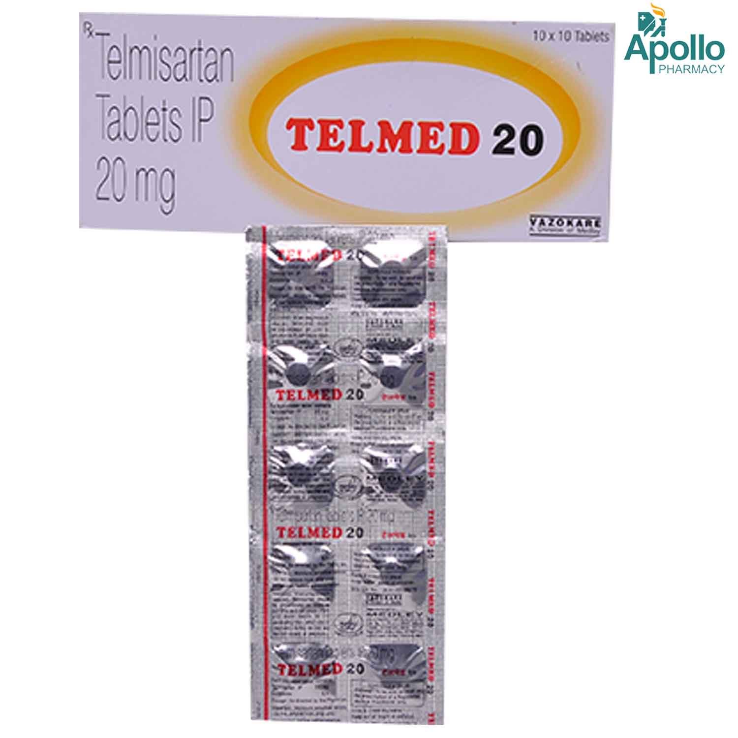 Telmed 20 Tablet 10's, Pack of 10 TABLETS Telmed 20 Tablet 10's, Pack of 10 TABLETS