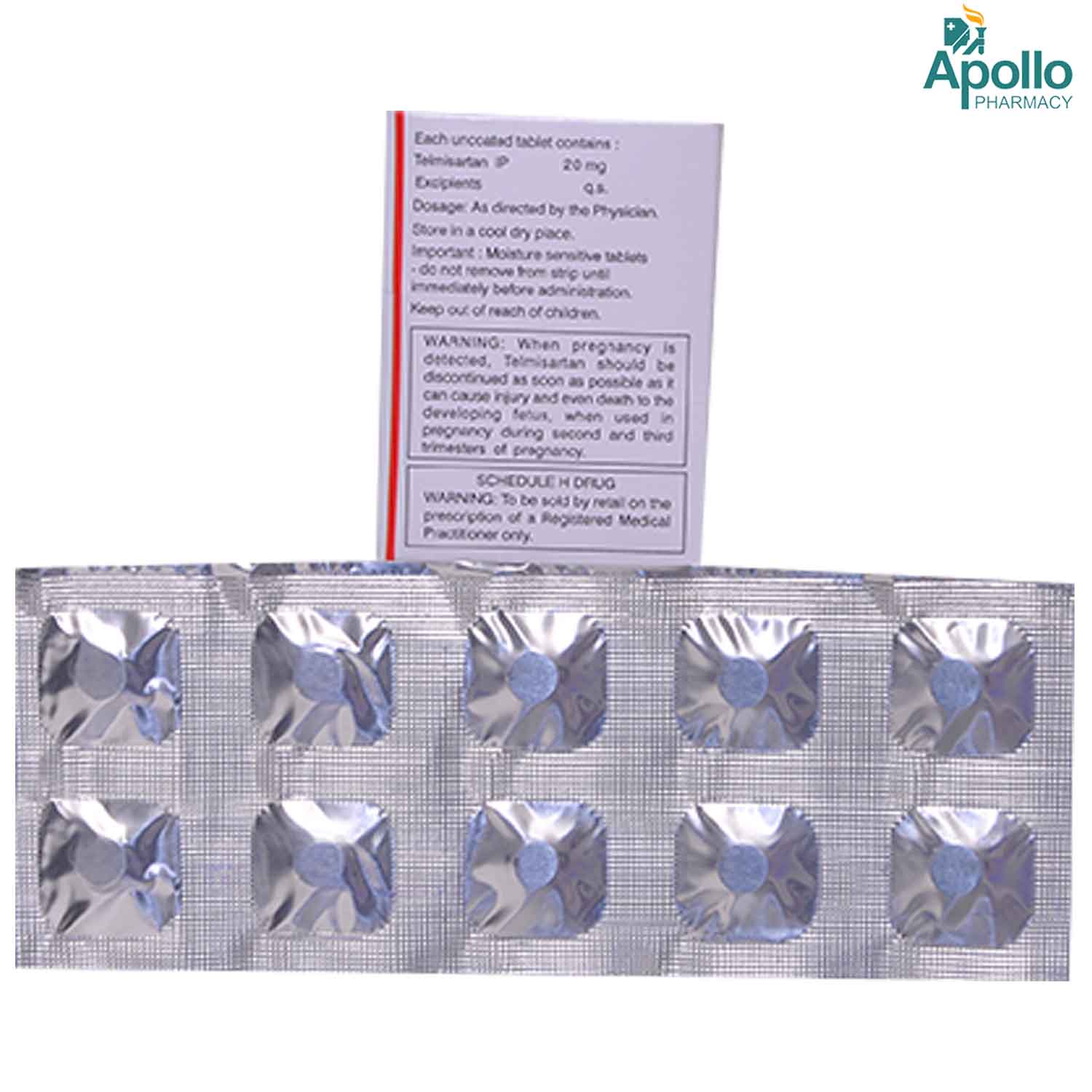 Telmed 20 Tablet 10's, Pack of 10 TABLETS Telmed 20 Tablet 10's, Pack of 10 TABLETS