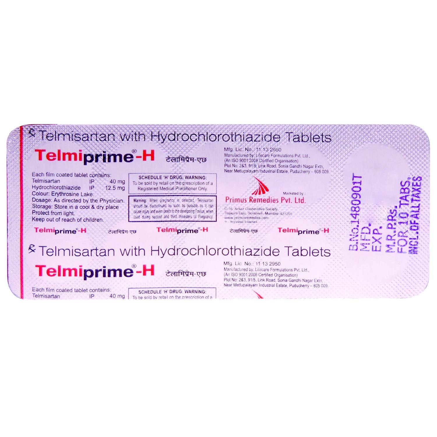 Telmiprime-H Tablet 10's, Pack of 10 Telmiprime-H Tablet 10's, Pack of 10