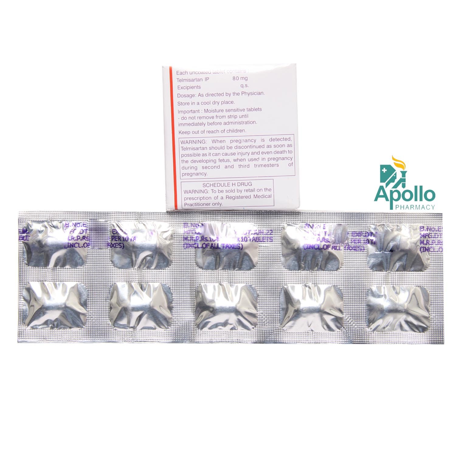 Telmed 80 Tablet 10's, Pack of 10 TABLETS Telmed 80 Tablet 10's, Pack of 10 TABLETS