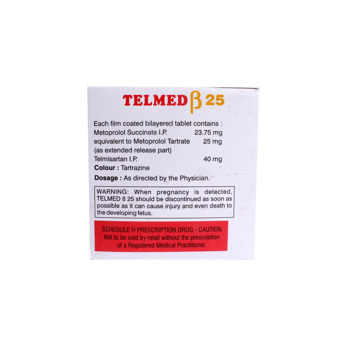Telmed Beta 25 Tablet 10's, Pack of 10 Telmed Beta 25 Tablet 10's, Pack of 10