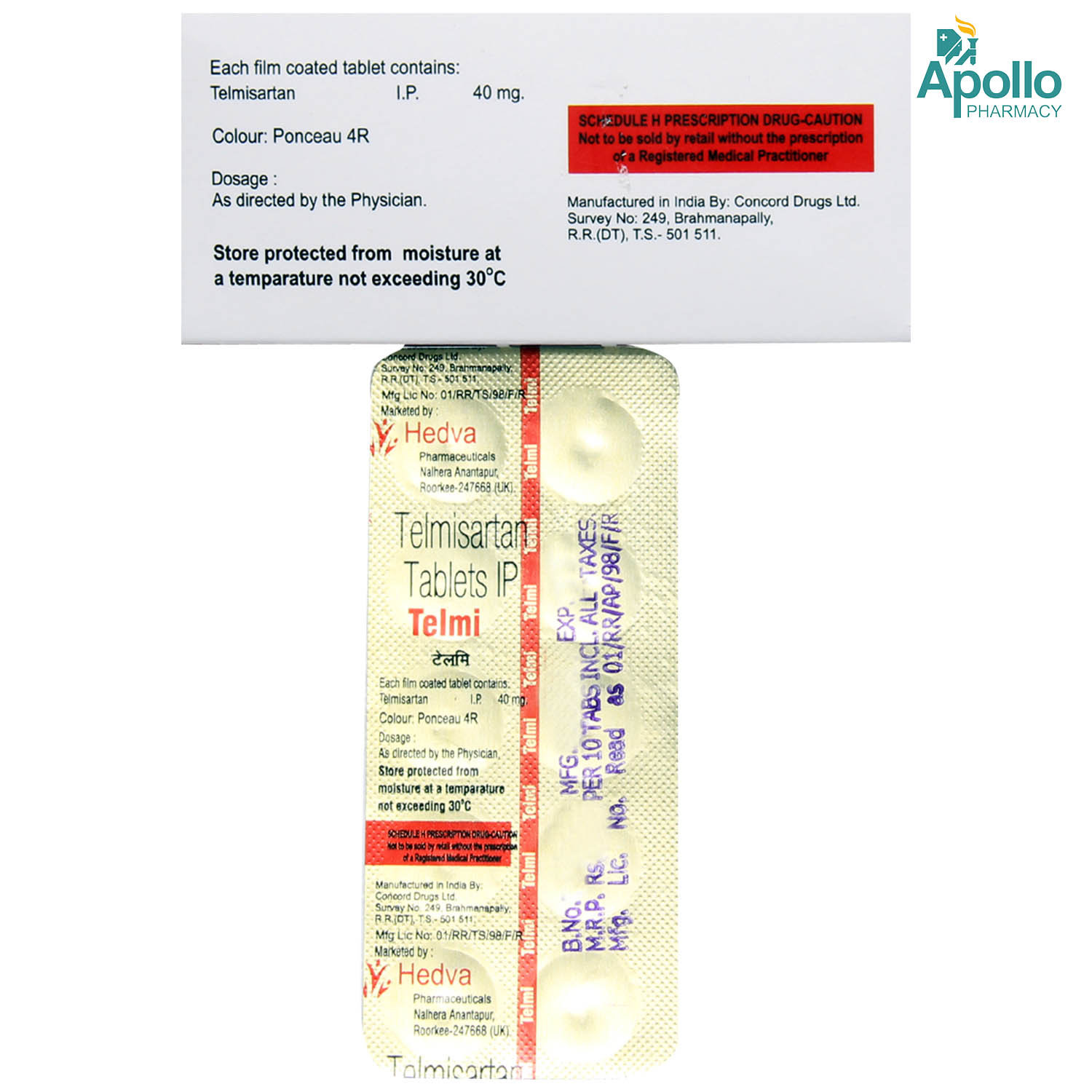 Telmi 40 Tablet 10's, Pack of 10 TABLETS Telmi 40 Tablet 10's, Pack of 10 TABLETS