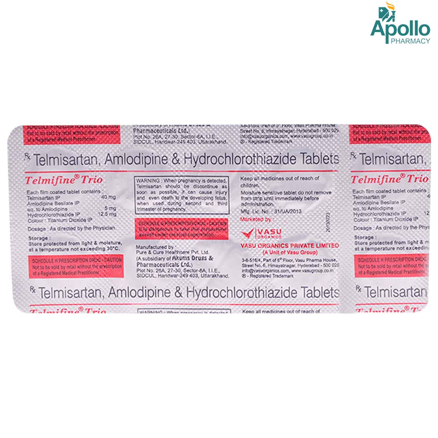 Telmifine Trio Tablet 10's, Pack of 10 TABLETS Telmifine Trio Tablet 10's, Pack of 10 TABLETS