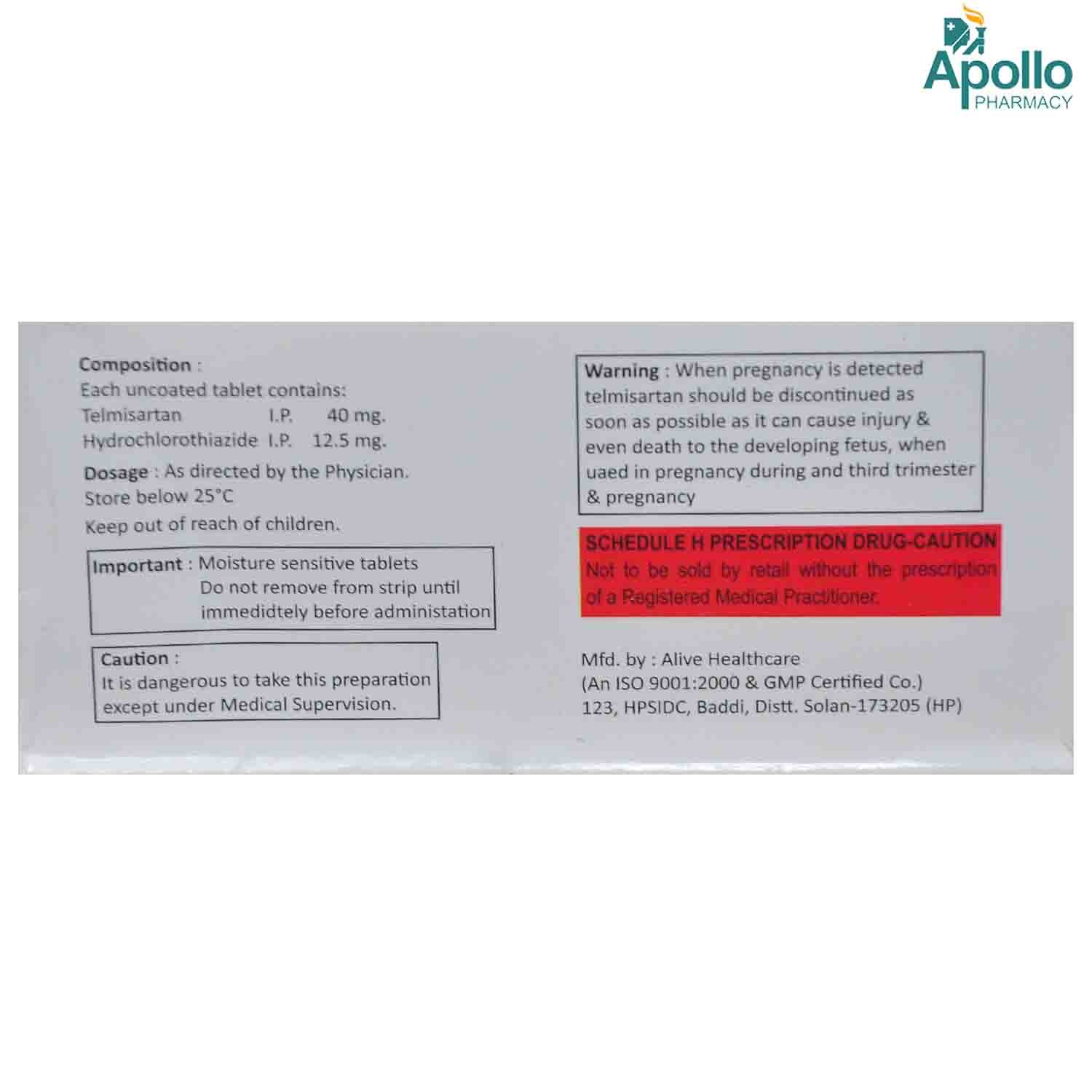 Telmellow H 40 Tablet 10's, Pack of 10 TABLETS Telmellow H 40 Tablet 10's, Pack of 10 TABLETS