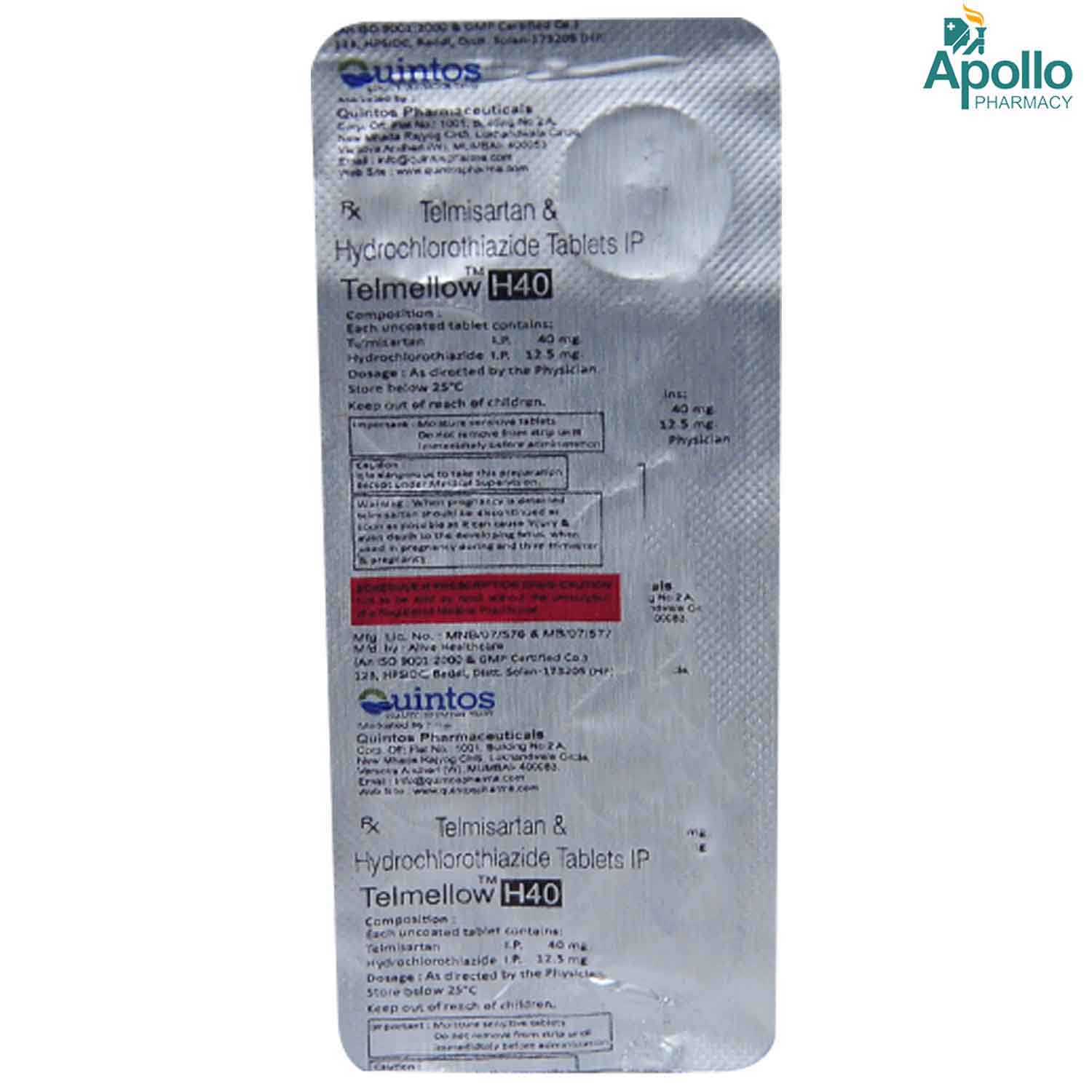 Telmellow H 40 Tablet 10's, Pack of 10 TABLETS Telmellow H 40 Tablet 10's, Pack of 10 TABLETS