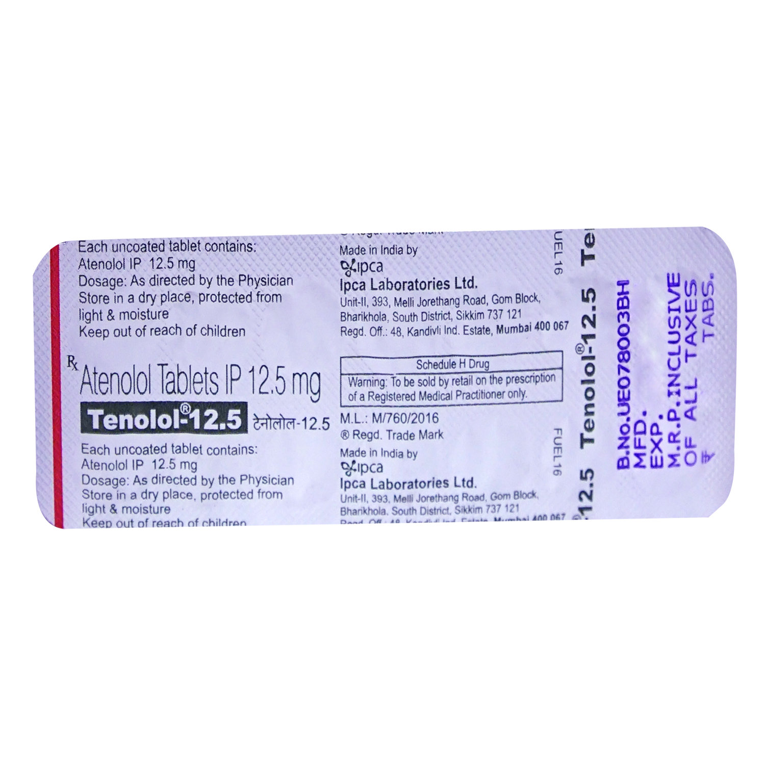 Tenolol-12.5 Tablet 14's, Pack of 14 TABLETS Tenolol-12.5 Tablet 14's, Pack of 14 TABLETS