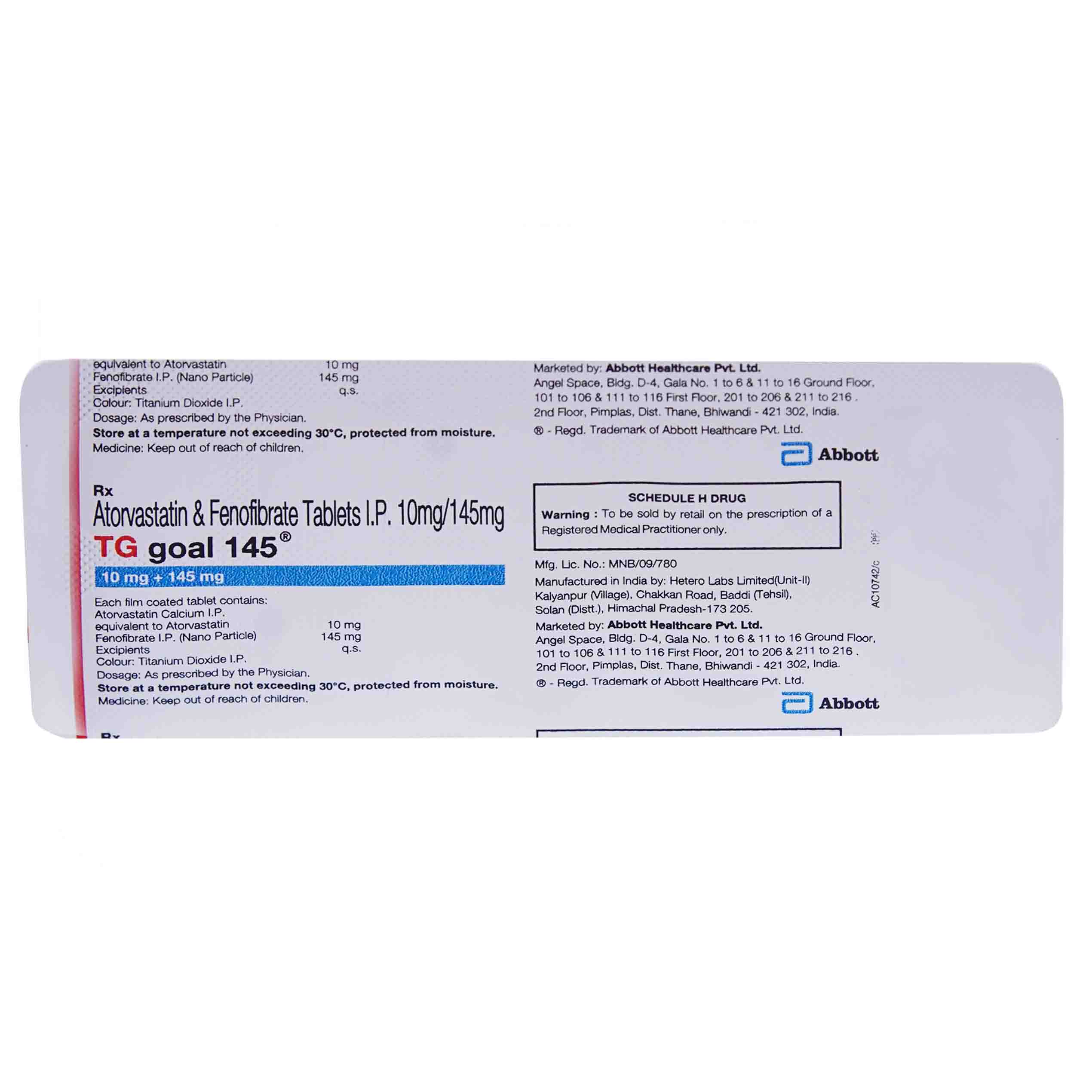 TG Goal 145 Tablet 10's, Pack of 10 TABLETS TG Goal 145 Tablet 10's, Pack of 10 TABLETS