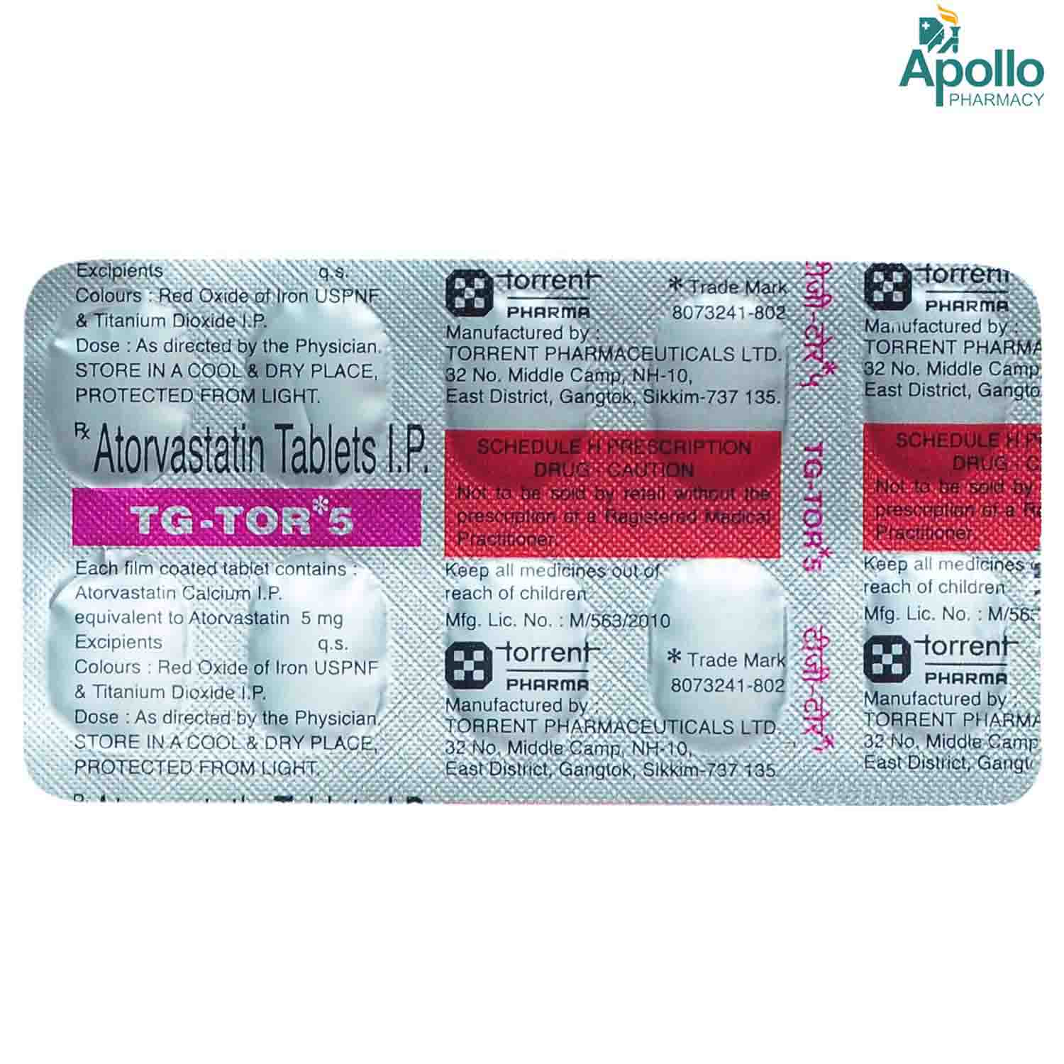 TGTOR 5MG TABLET, Pack of 10 TABLETS TGTOR 5MG TABLET, Pack of 10 TABLETS