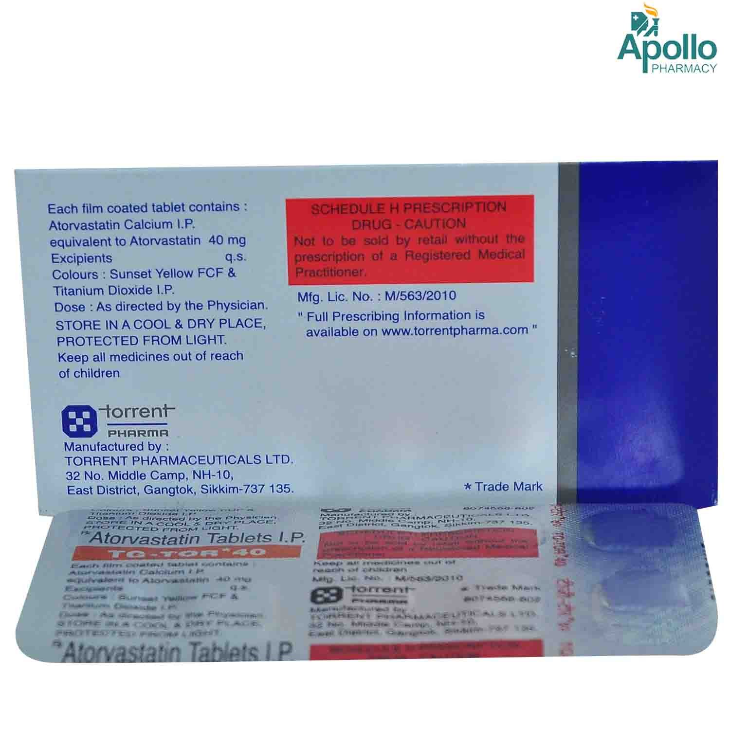 TGTOR 40MG TABLET, Pack of 10 TABLETS TGTOR 40MG TABLET, Pack of 10 TABLETS