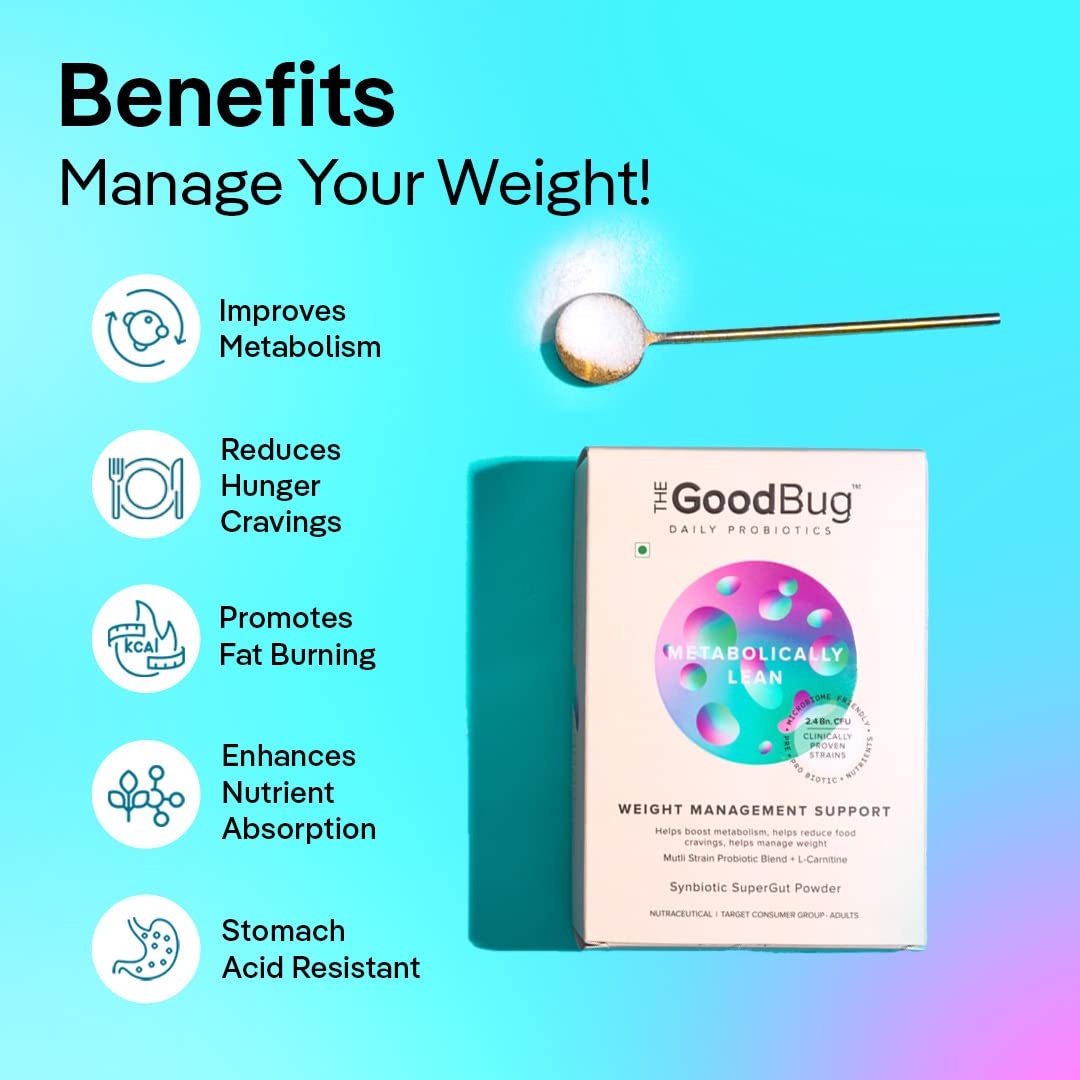The Good Bug Metabolically Lean Synbiotic Supergut Powder for Weight Management, 2gm x 15 Sachets, Pack of 1 The Good Bug Metabolically Lean Synbiotic Supergut Powder for Weight Management, 2gm x 15 Sachets, Pack of 1