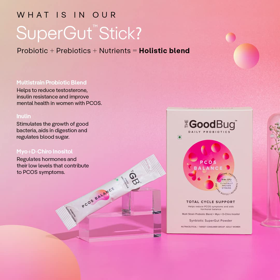 The Good Bug PCOS Balance Synbiotic Supergut Powder for Women, 4 gm x 15 Sachets - Helps Reduce PCOS Symptoms, Pack of 1 The Good Bug PCOS Balance Synbiotic Supergut Powder for Women, 4 gm x 15 Sachets - Helps Reduce PCOS Symptoms, Pack of 1